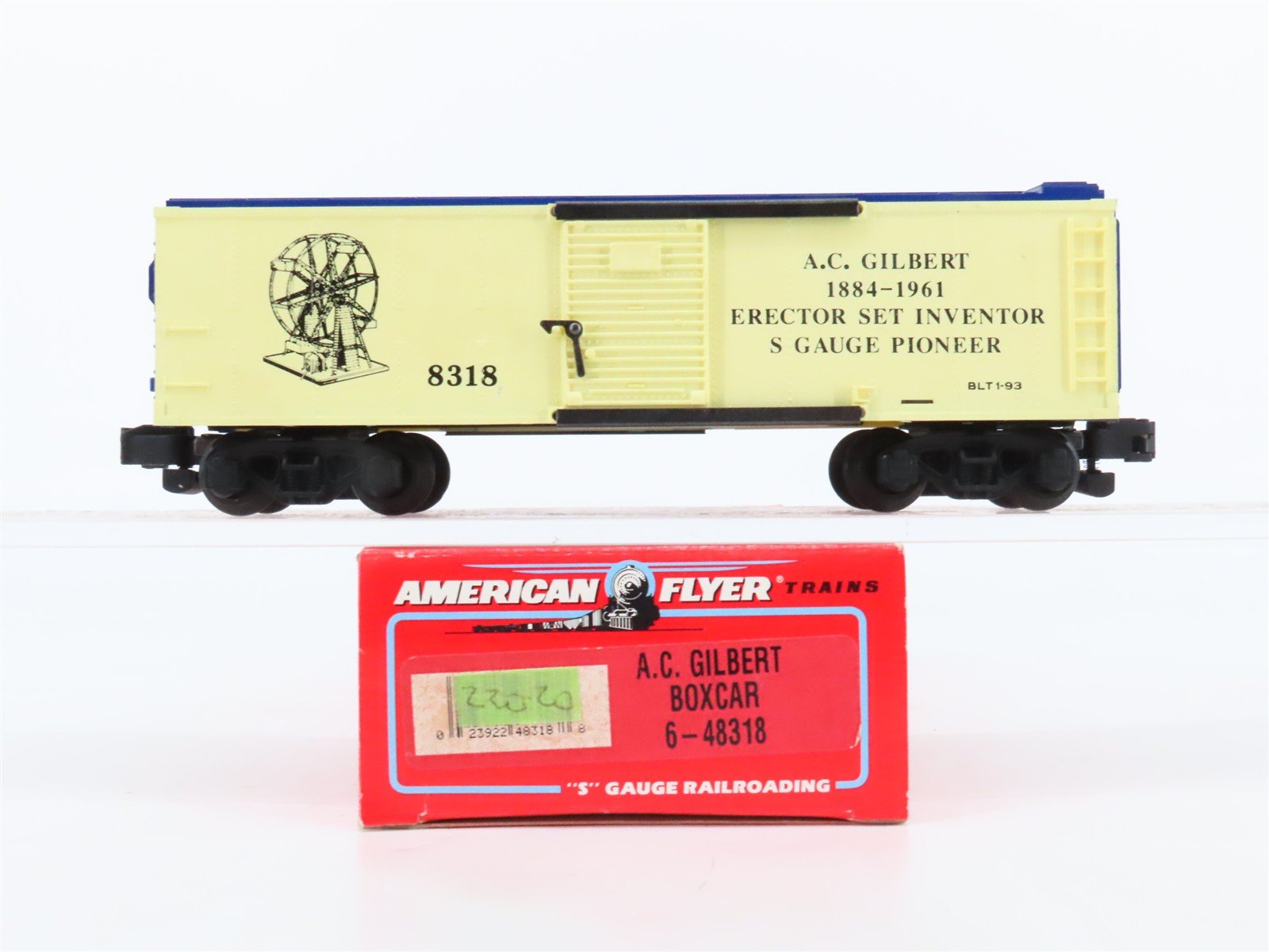 S Scale American Flyer 6-48318 A.C. Gilbert Boxcar #8318