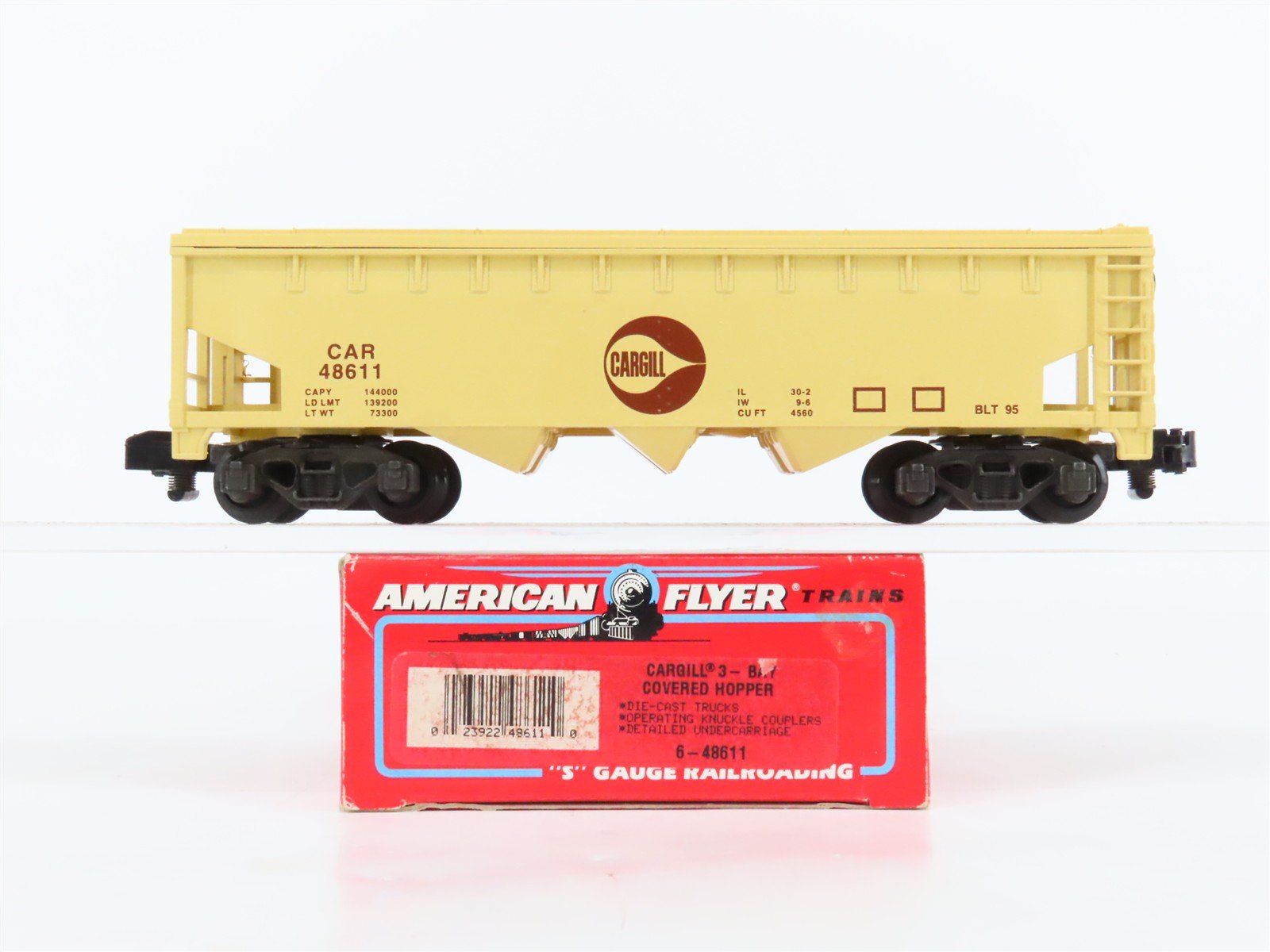 S Scale American Flyer 6-48611 CAR Cargill 3-Bay Covered Hopper #48611