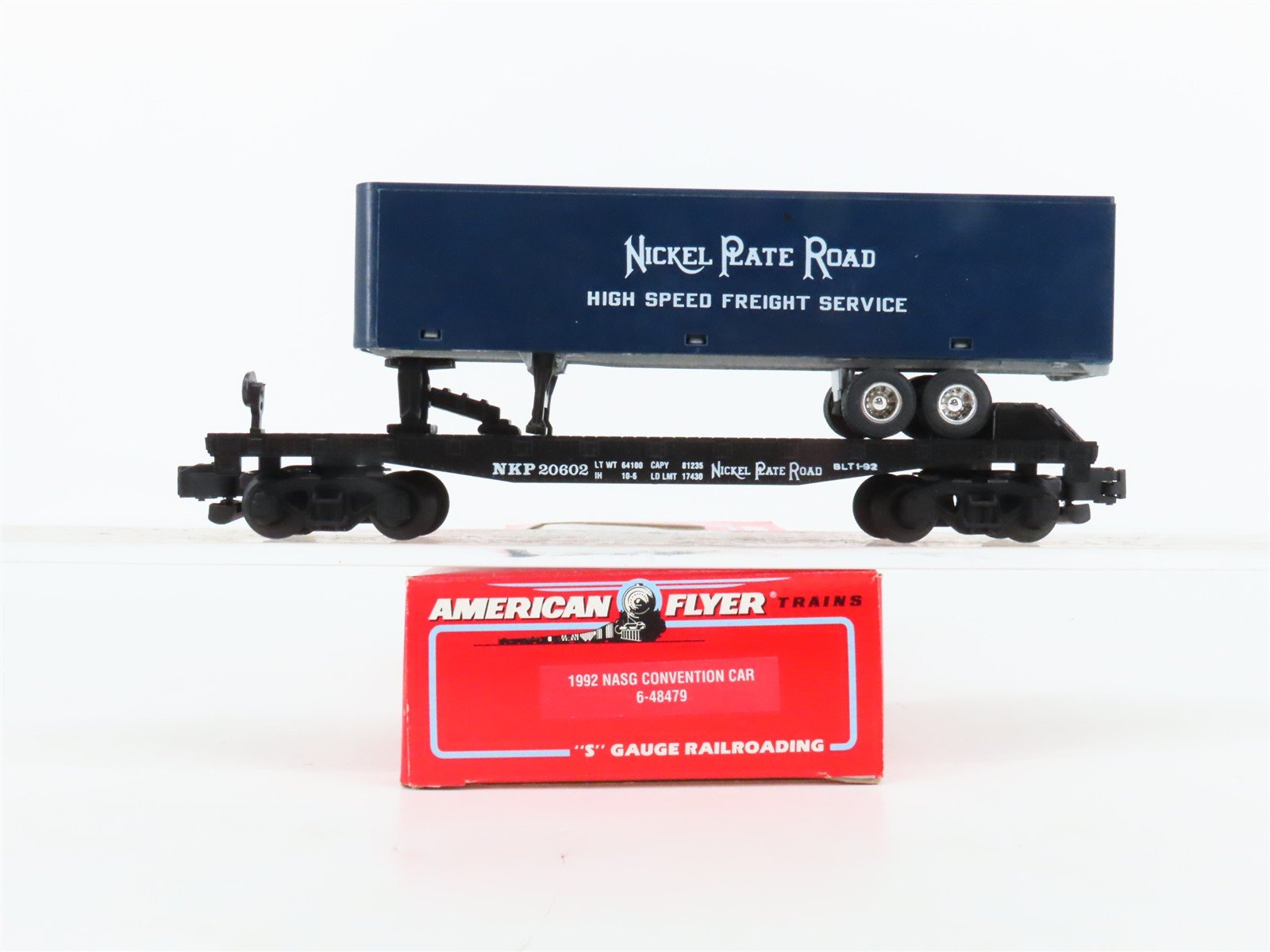 S Scale American Flyer 6-48479 NKP Nickel Plate Road Flatcar #20602 w/Trailer