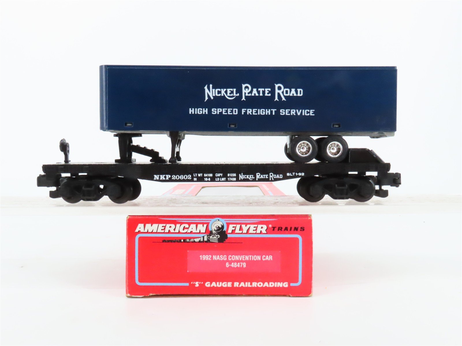 S Scale American Flyer 6-48479 NKP Nickel Plate Road Flatcar #20602 w/Trailer