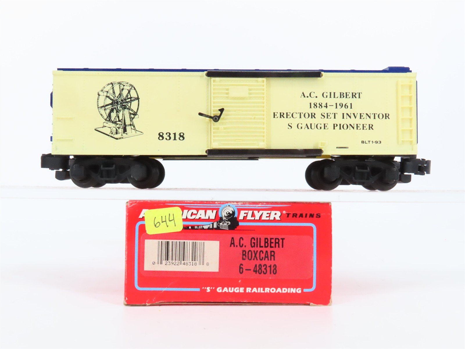 S Scale American Flyer 6-48318 A.C. Gilbert Boxcar #8318