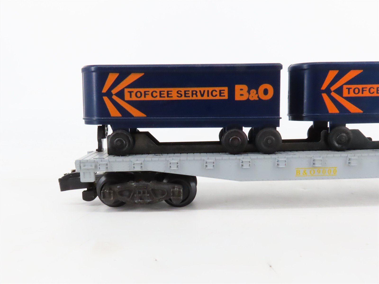 S Scale American Flyer 4-9000 B&O Baltimore & Ohio Flatcar #9000 w/Trailers
