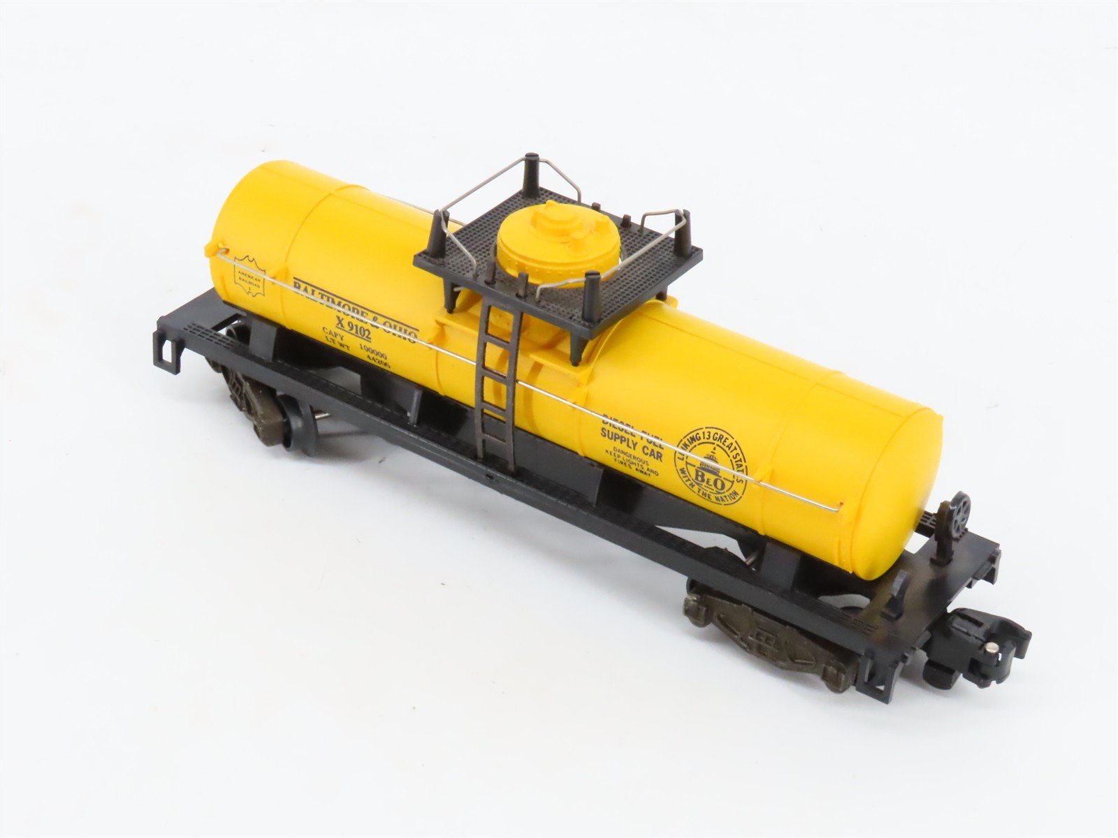 S Scale American Flyer 4-9102 B&O Baltimore & Ohio Single Dome Tankcar #X9102