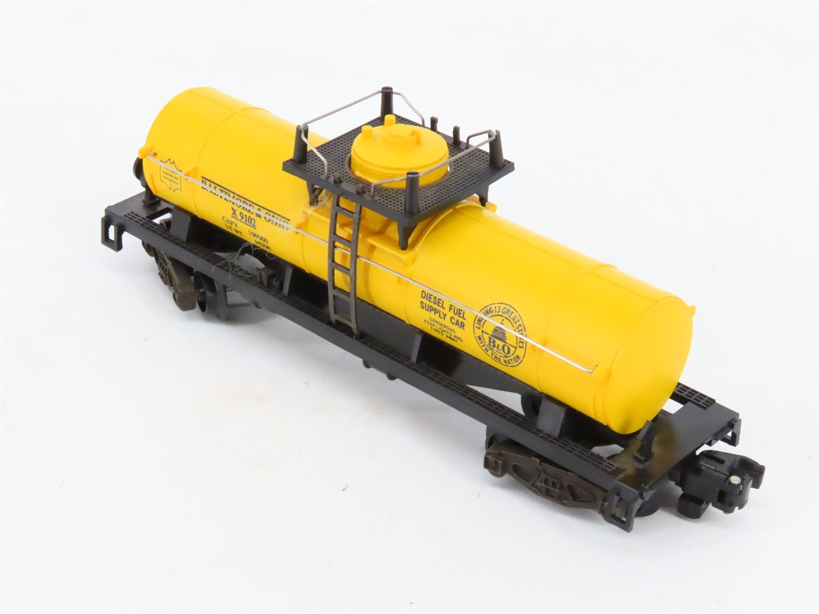 S Scale American Flyer 4-9102 B&O Baltimore & Ohio Single Dome Tankcar #X9102