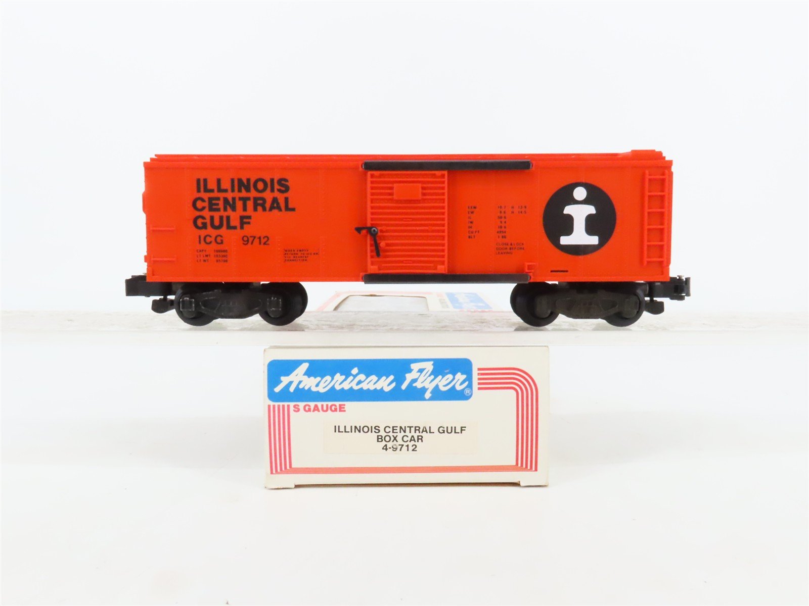 S Scale American Flyer 4-9712 ICG Illinois Central Gulf Boxcar #9712