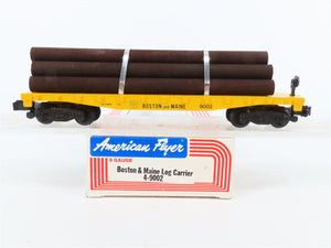 S Scale American Flyer 4-9002 B&M Boston & Maine Flatcar #9002 w/Log Loads