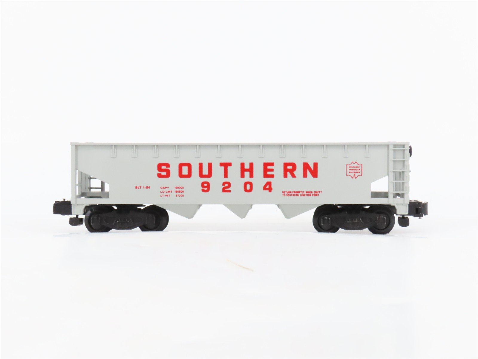 S Scale American Flyer 4-9204 Southern 3-Bay Open Hopper #9204