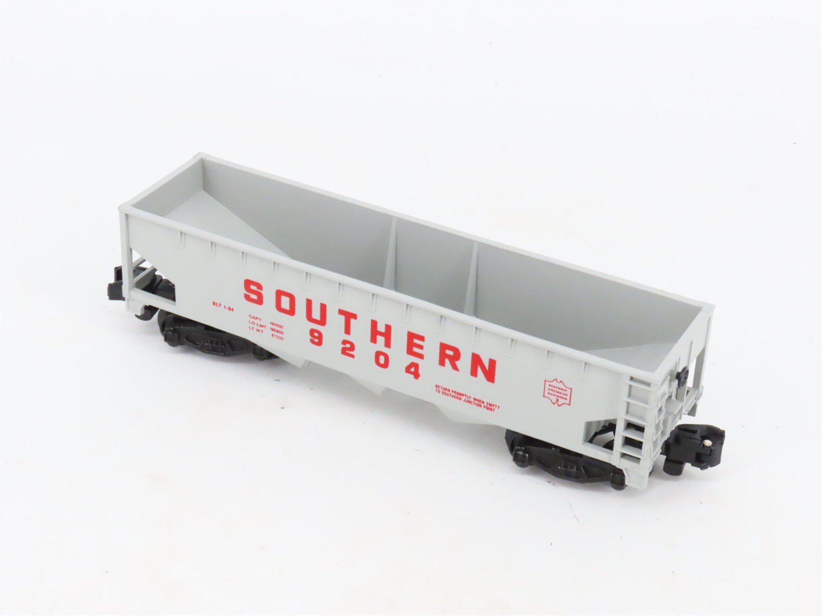 S Scale American Flyer 4-9204 Southern 3-Bay Open Hopper #9204