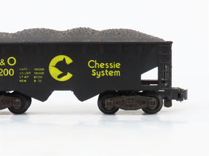S Scale American Flyer 4-9200 B&O Chessie System 3-Bay Open Hopper #9200 w/Load