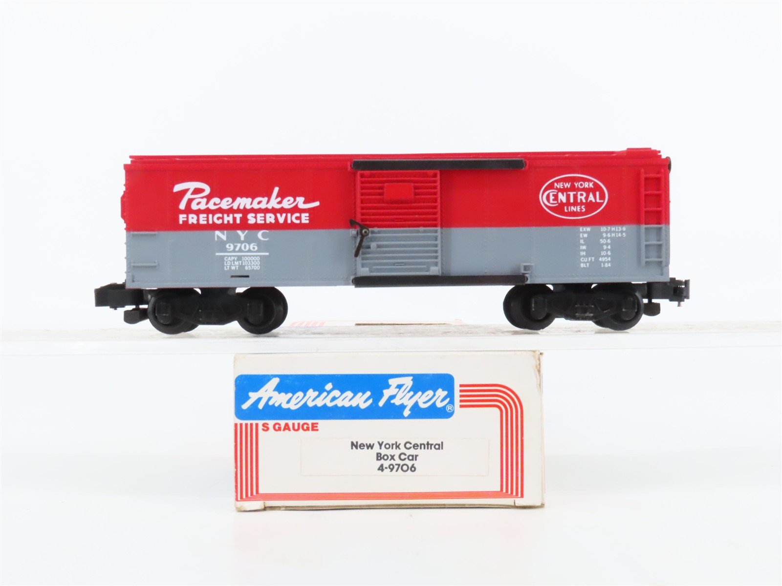 S Scale American Flyer 4-9706 NYC New York Central Boxcar #9706