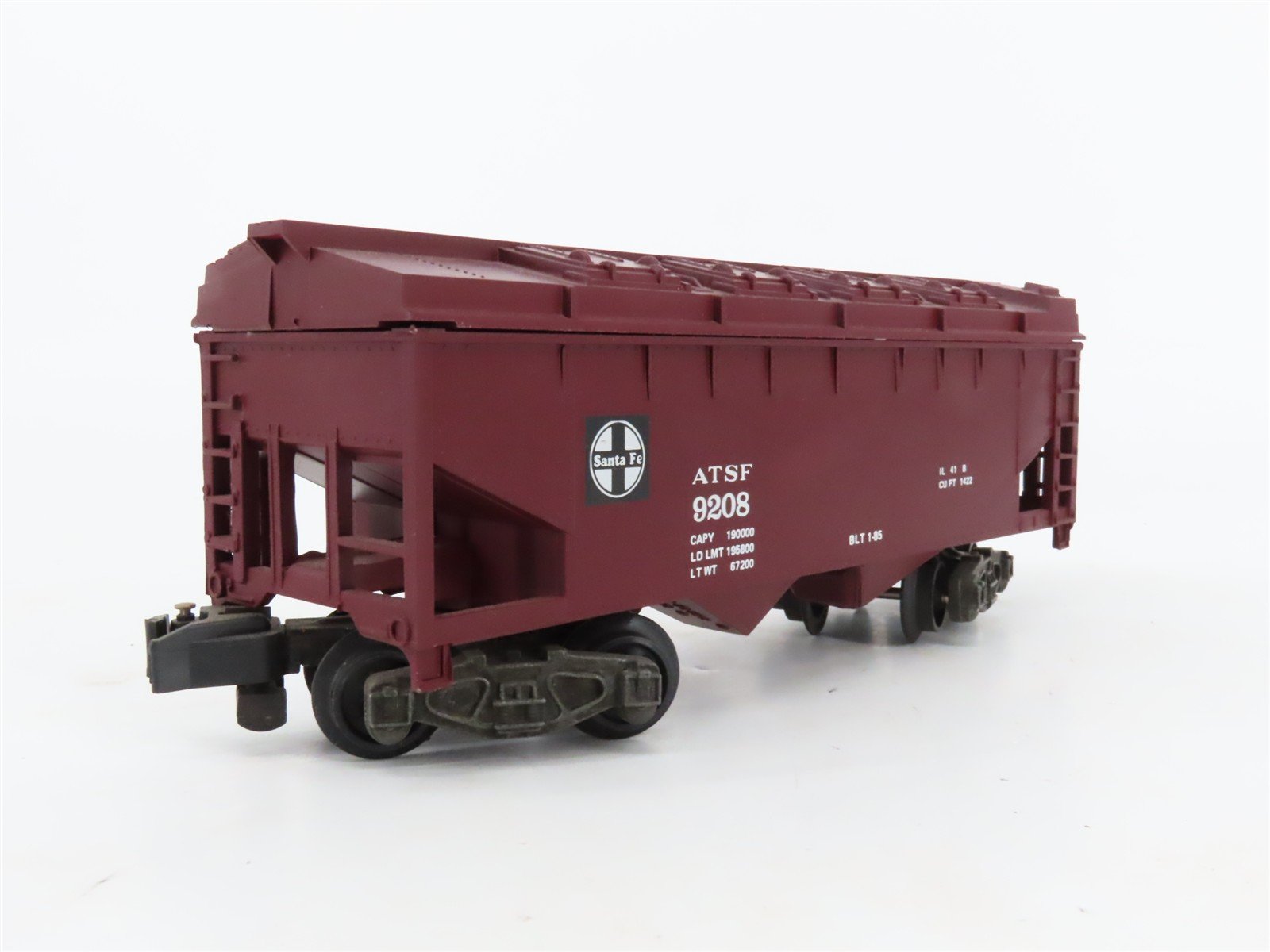 S Scale American Flyer 4-9208 ATSF Santa Fe 2-Bay Covered Hopper #9208