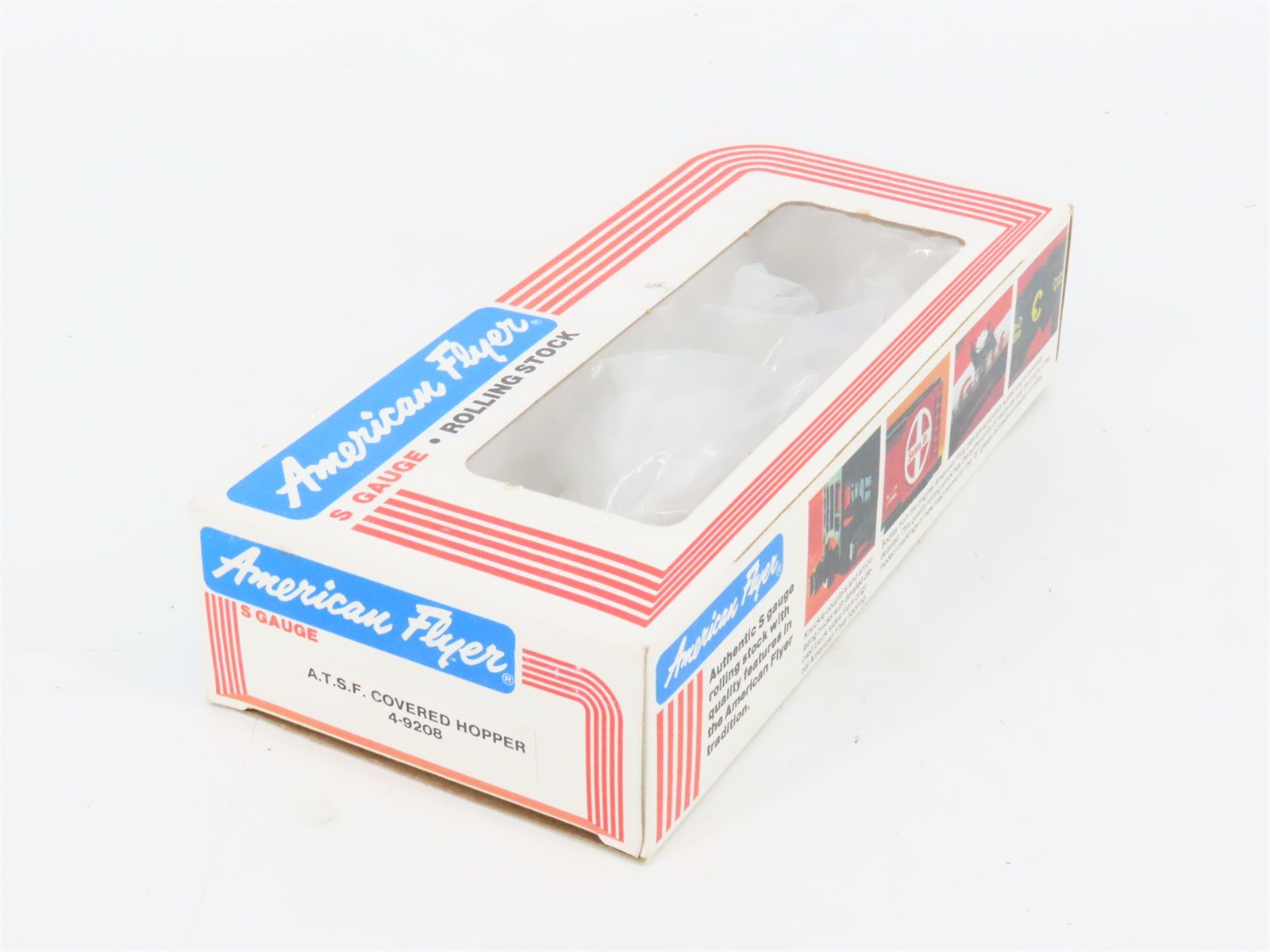 S Scale American Flyer 4-9208 ATSF Santa Fe 2-Bay Covered Hopper #9208