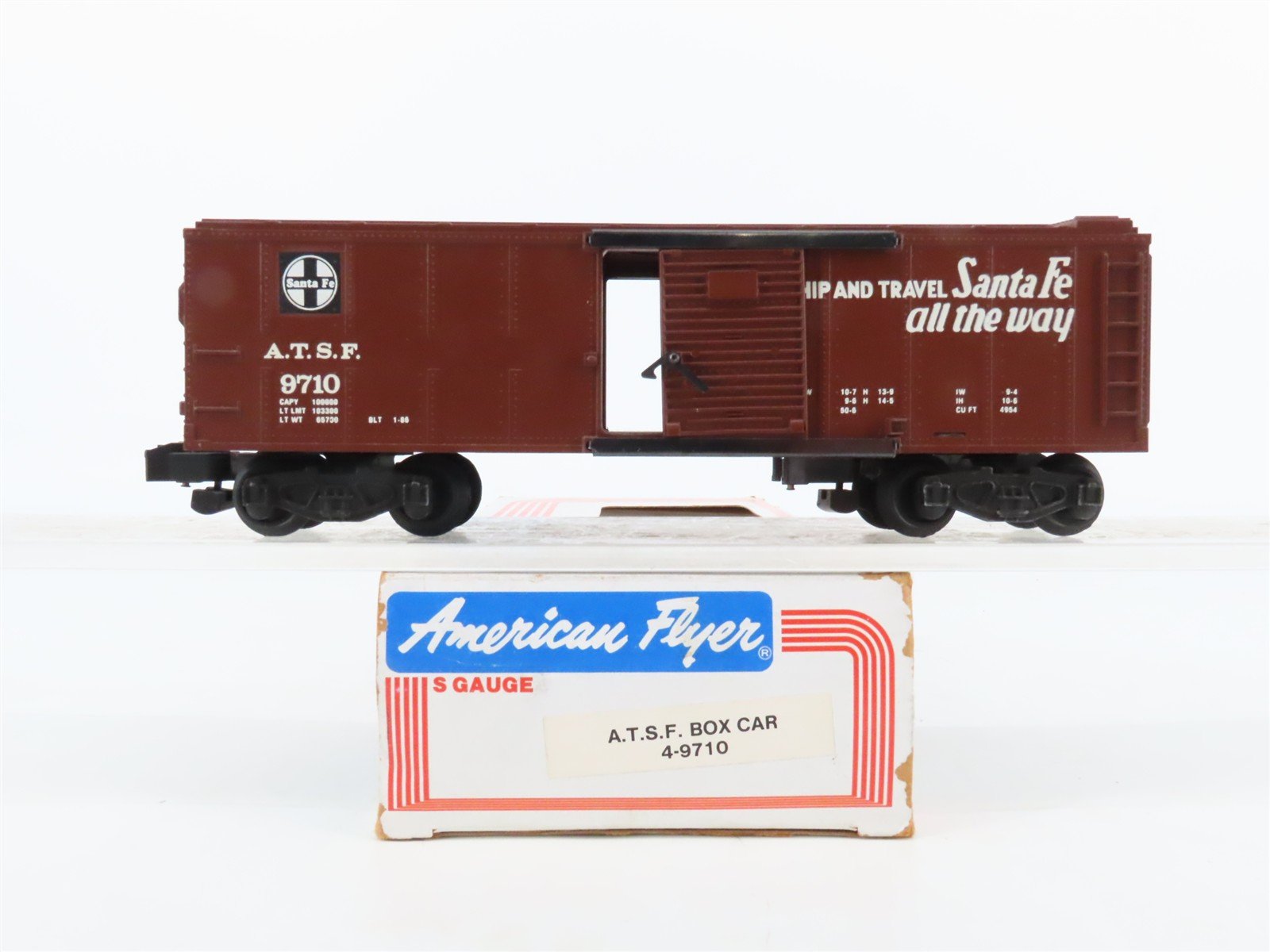 S Scale American Flyer 4-9710 ATSF Santa Fe Boxcar #9710