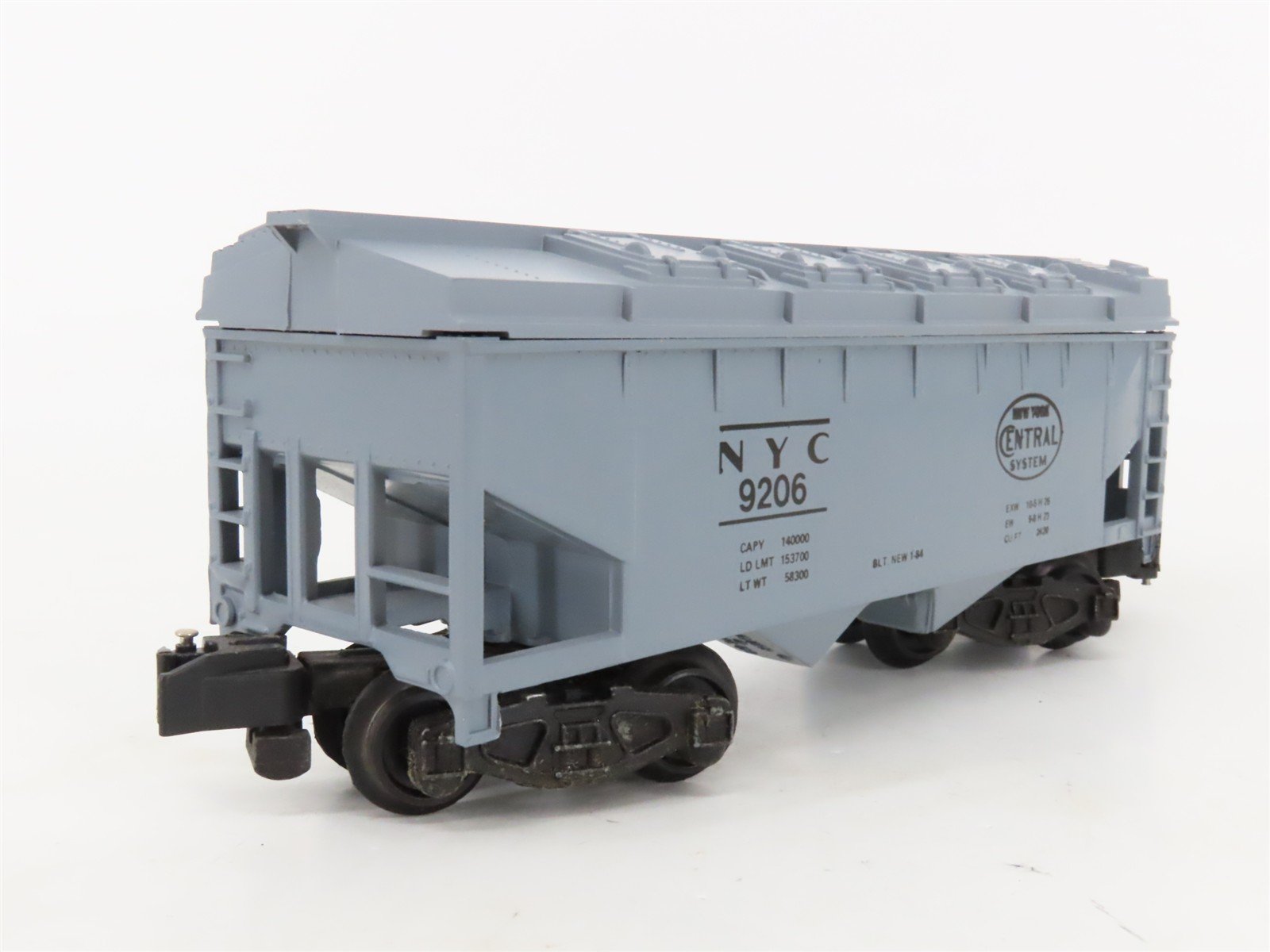 S Scale American Flyer 4-9206 NYC New York Central 2-Bay Covered Hopper #9206