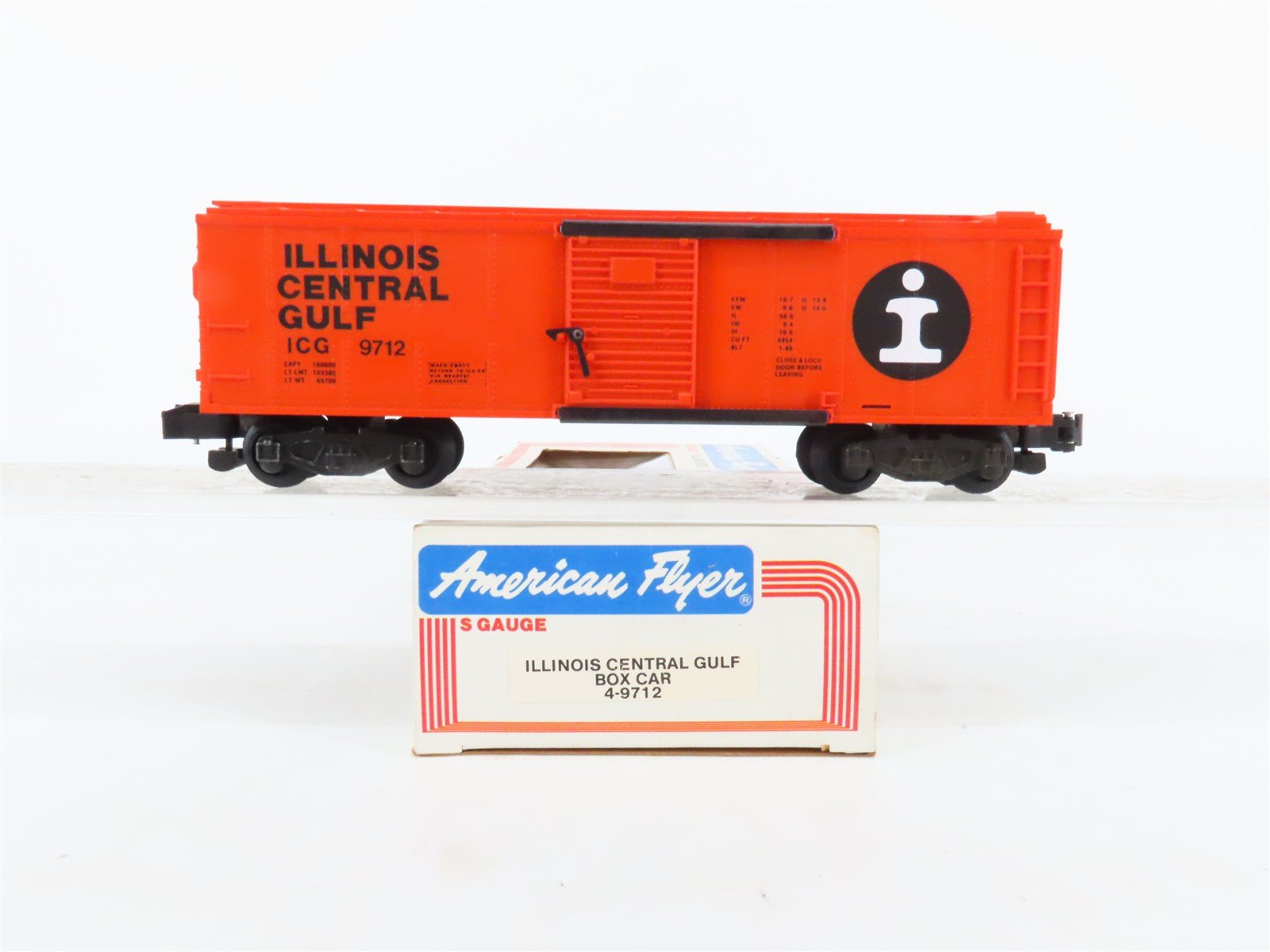 S Scale American Flyer 4-9712 ICG Illinois Central Gulf Boxcar #9712
