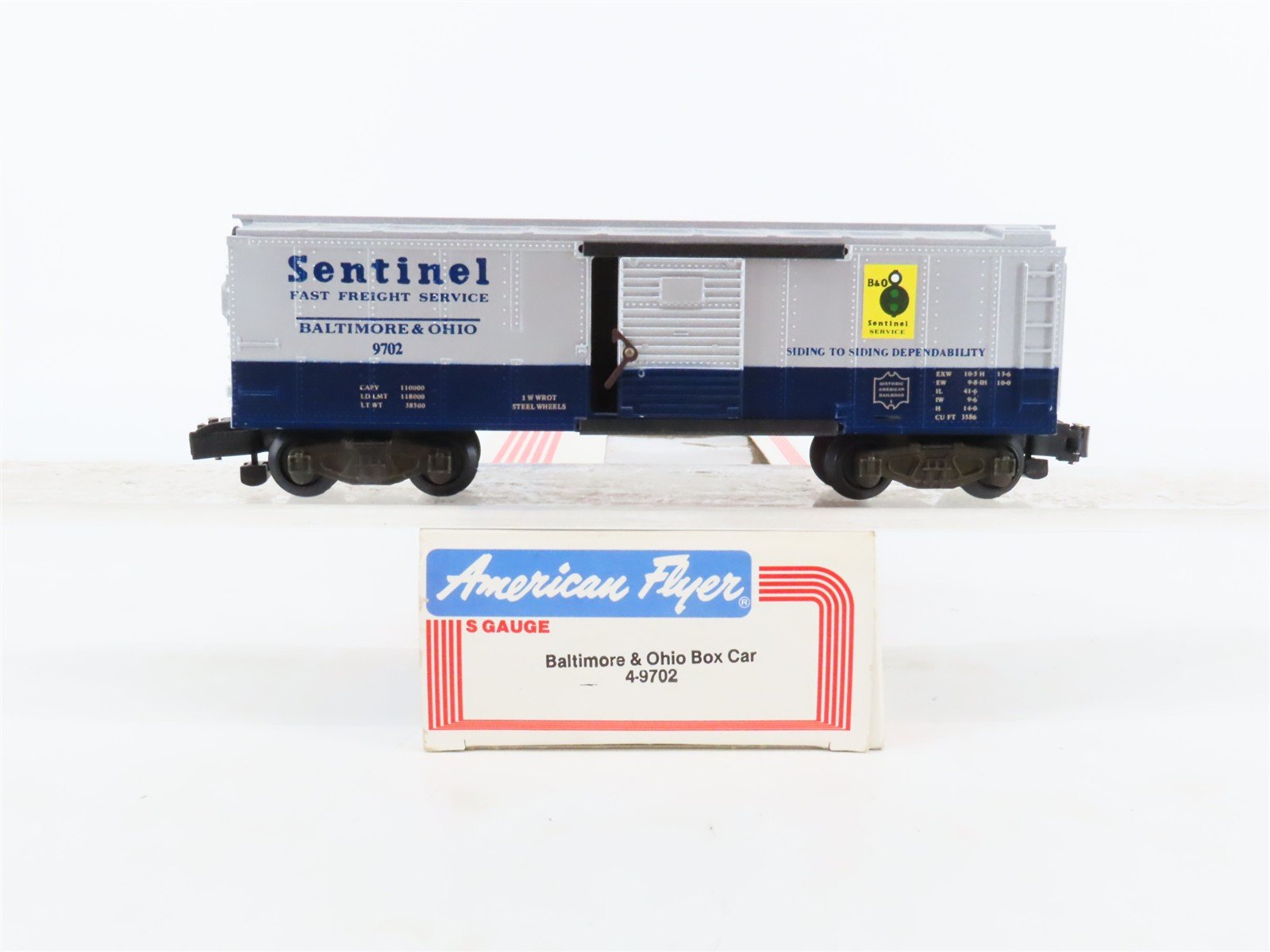 S Scale American Flyer 4-9702 B&O Baltimore & Ohio Boxcar #9702