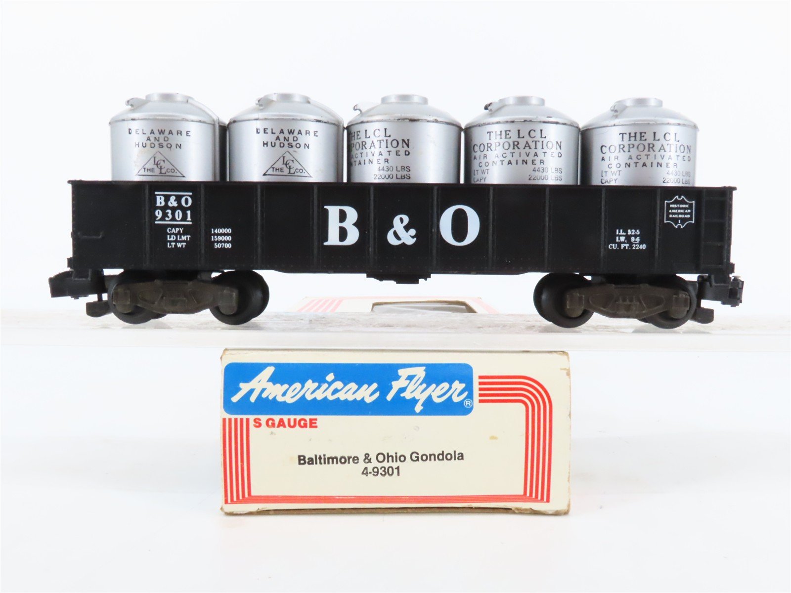 S Scale American Flyer 4-9301 B&O Baltimore & Ohio Gondola #9301 w/Load