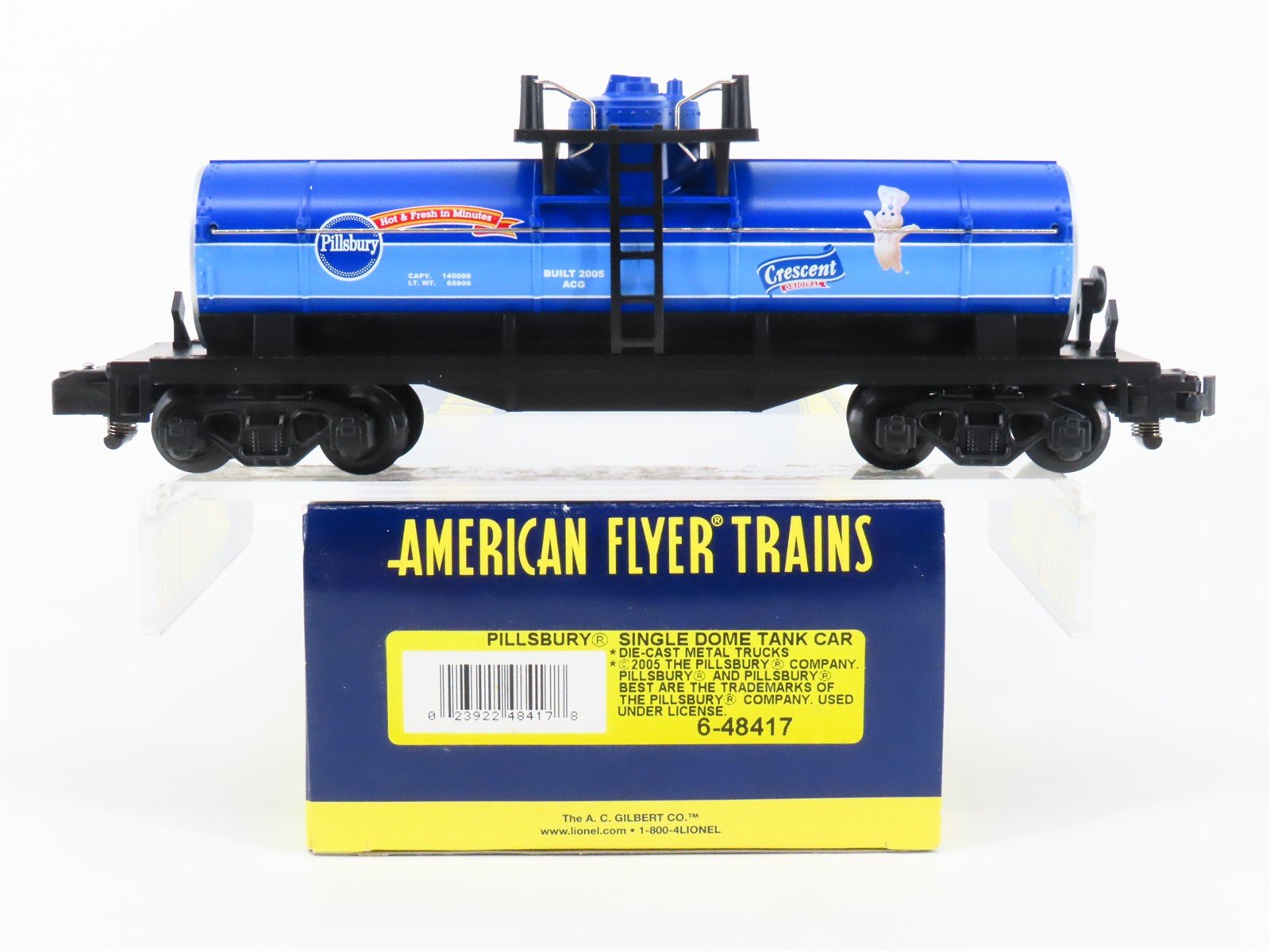 S Gauge Gilbert American Flyer 6-48417 Pillsbury Crescent Single Dome Tank Car