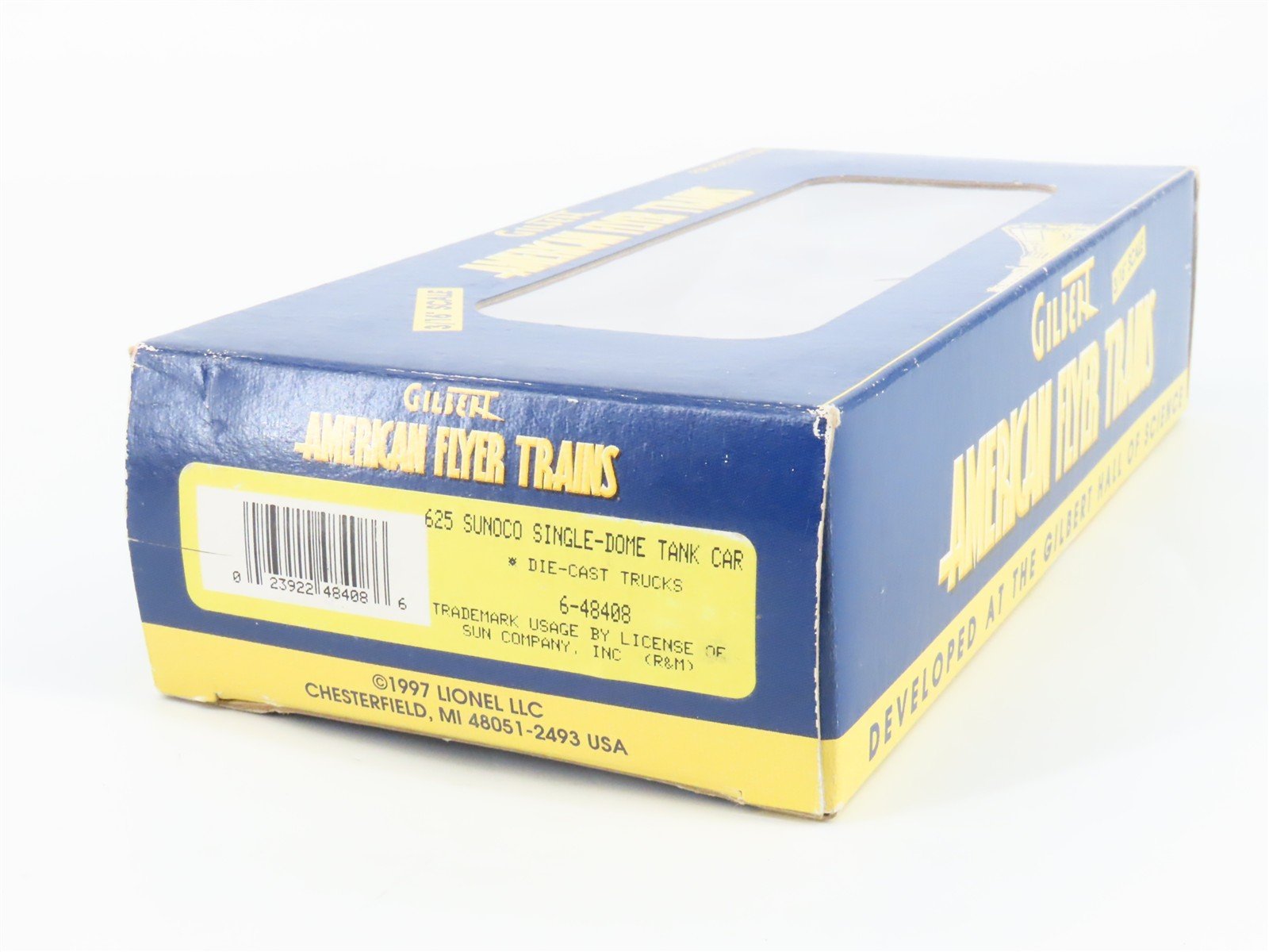 S Gauge Gilbert American Flyer 6-48408 SUNX Sunoco Single Dome Tank Car #625