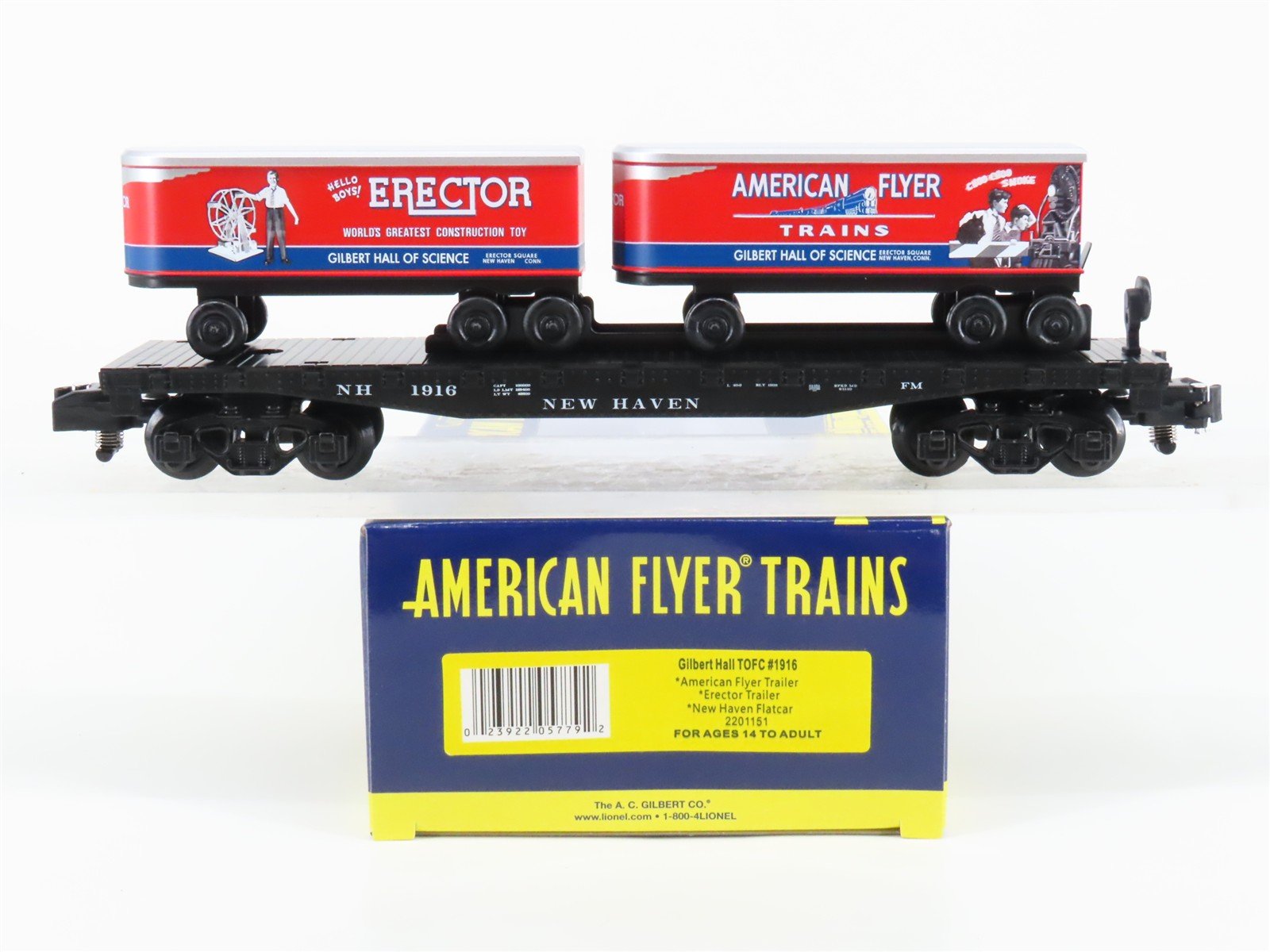S Gauge Gilbert American Flyer 2201151 NH New Haven Flat Car #1916 w/ Trailers