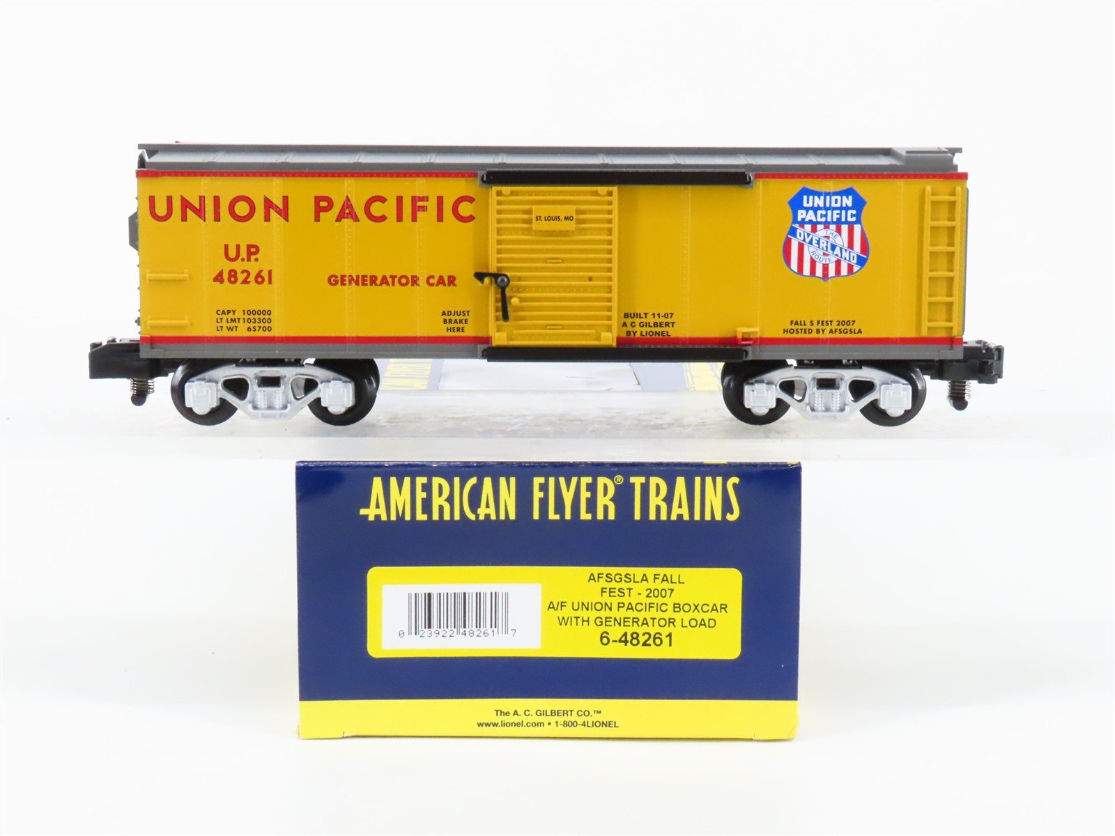 S Gauge Gilbert American Flyer 6-48261 UP Box Car #48261 w/ Generator Load