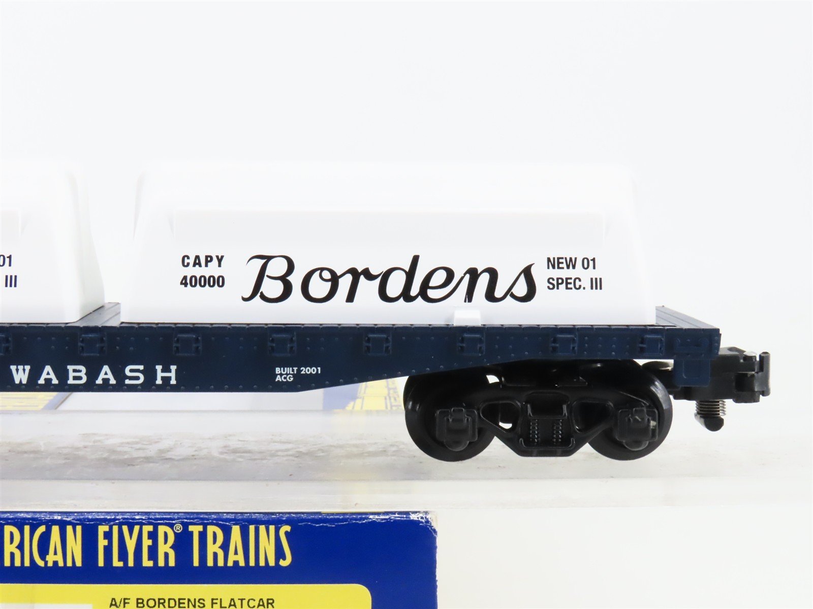 S Gilbert American Flyer 6-48524 WAB Borden's Milk Container Flat Car #25535