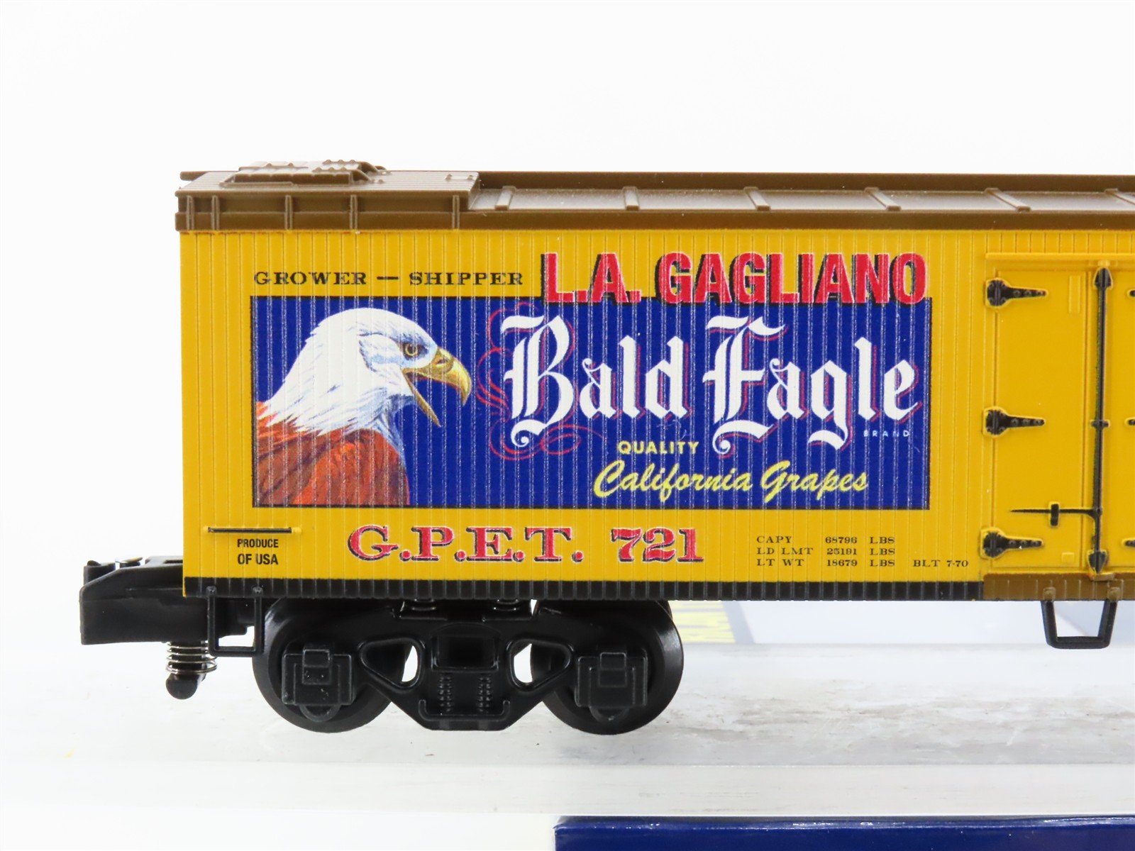 S Gauge Gilbert American Flyer 2101171 GPET Bald Eagle Grapes Reefer #721