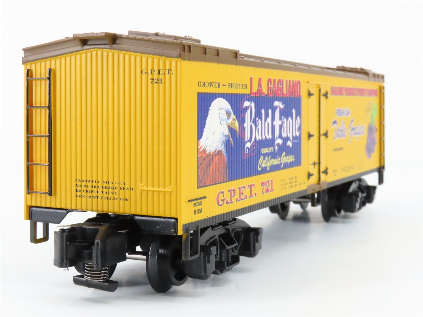 S Gauge Gilbert American Flyer 2101171 GPET Bald Eagle Grapes Reefer #721