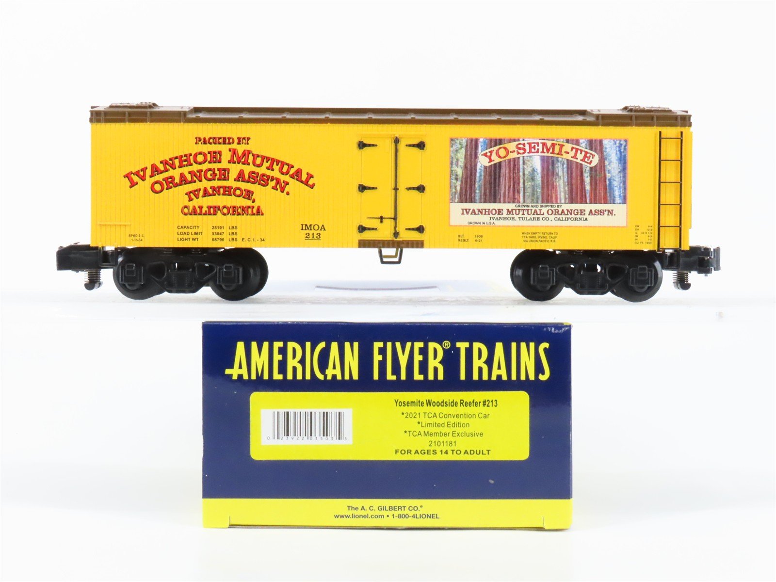 S Gauge Gilbert American Flyer 2101181 IMOZ Yosemite Woodside Reefer #213