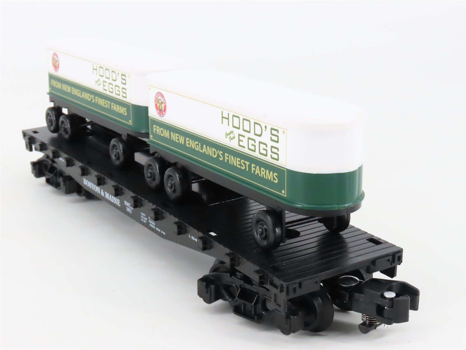 S Gilbert American Flyer 2301091 BMRR Boston & Maine Flat Car #1852 w/ Trailers