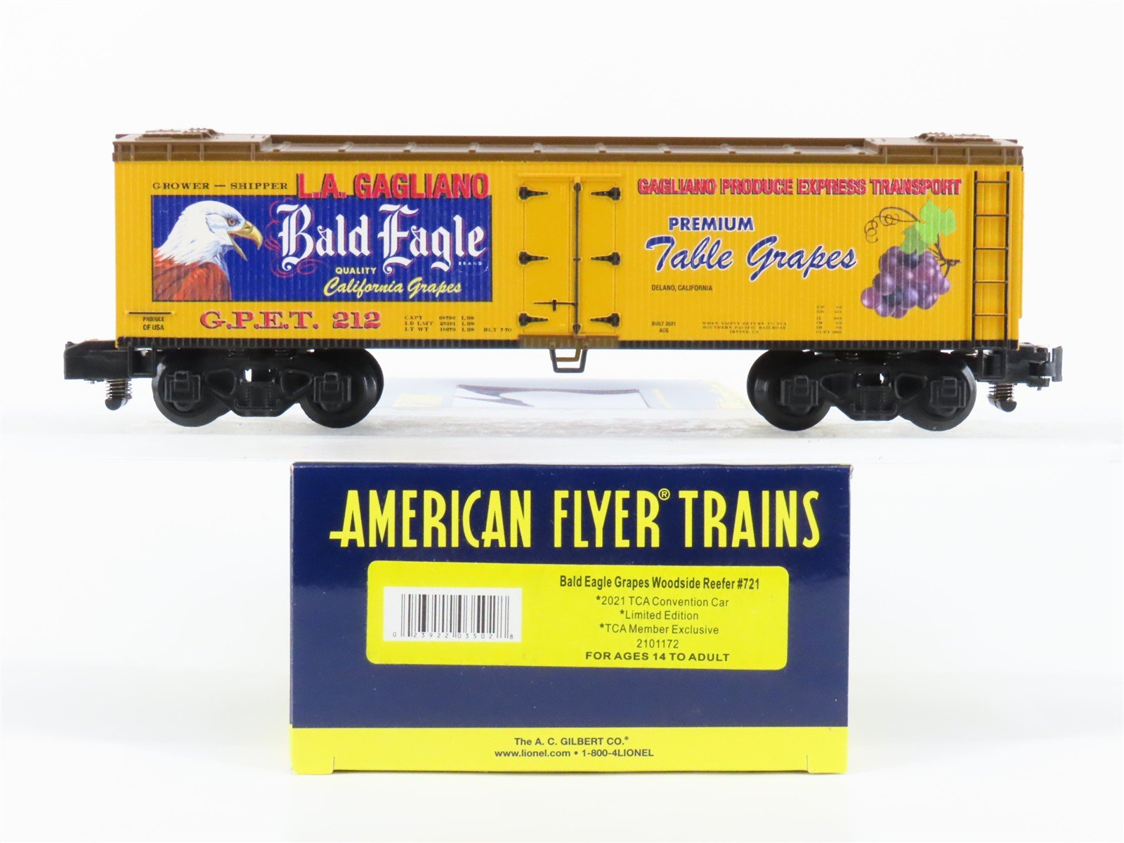 S Gilbert American Flyer 2101172 GPET Bald Eagle Grapes Woodside Reefer #212