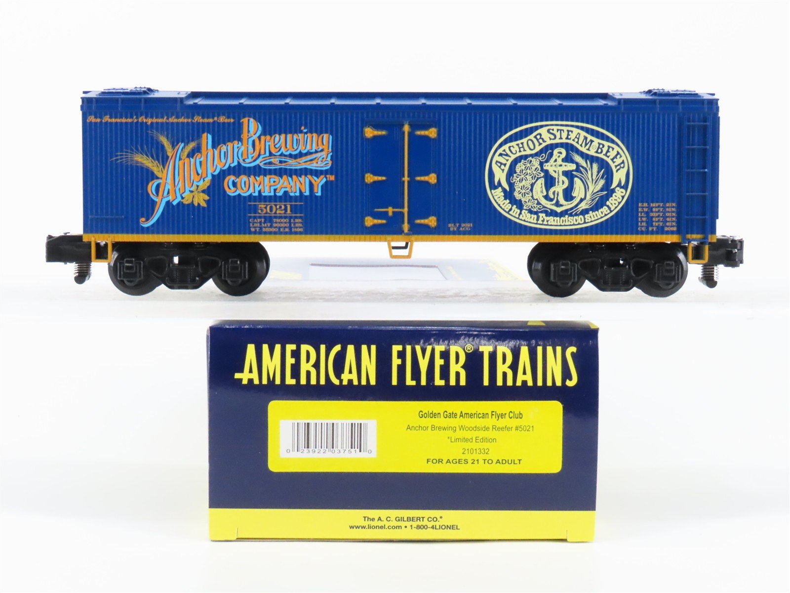 S Gauge Gilbert American Flyer 2101332 Anchor Brewing Woodside Reefer #5021