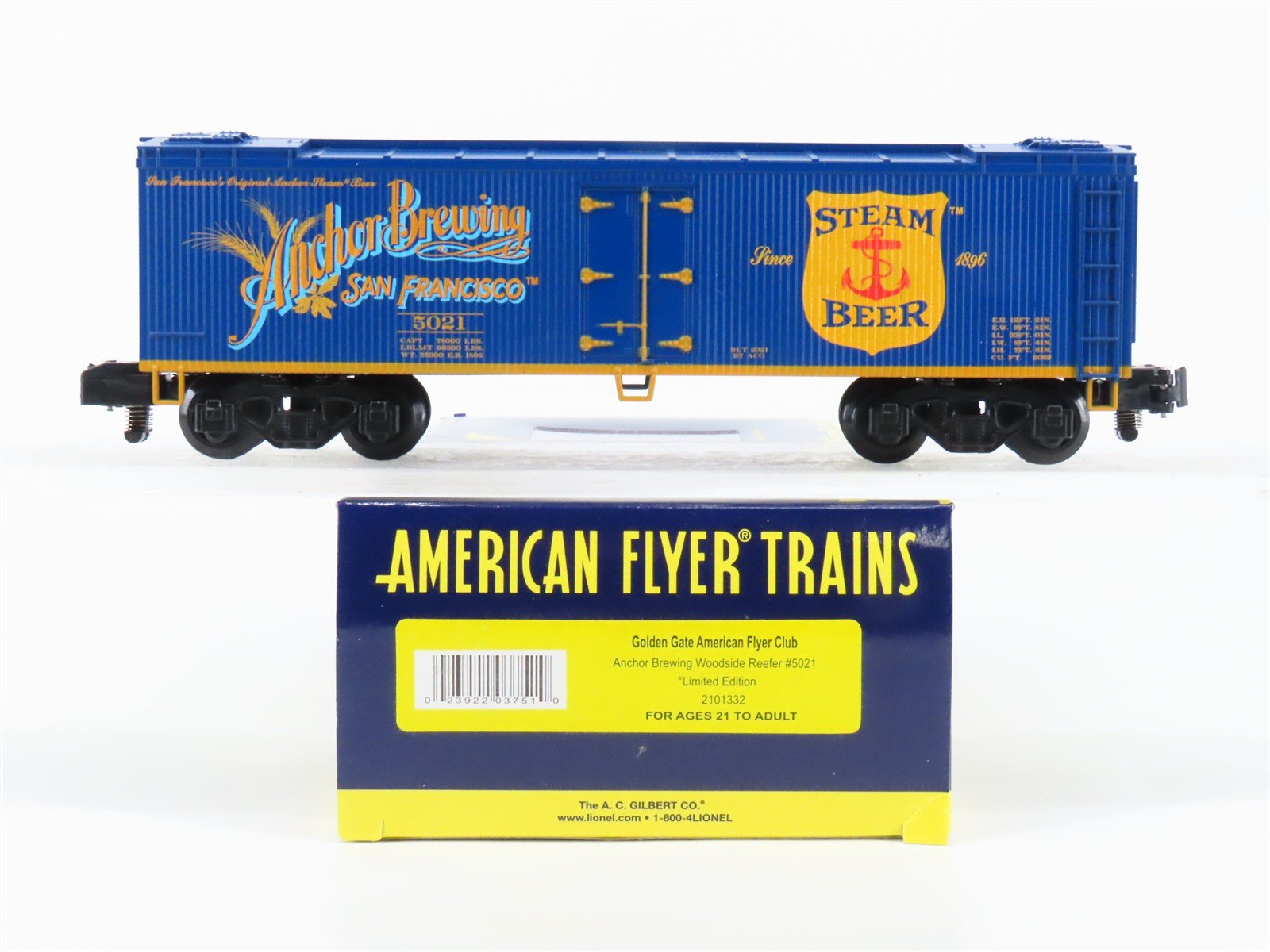 S Gauge Gilbert American Flyer 2101332 Anchor Brewing Woodside Reefer #5021