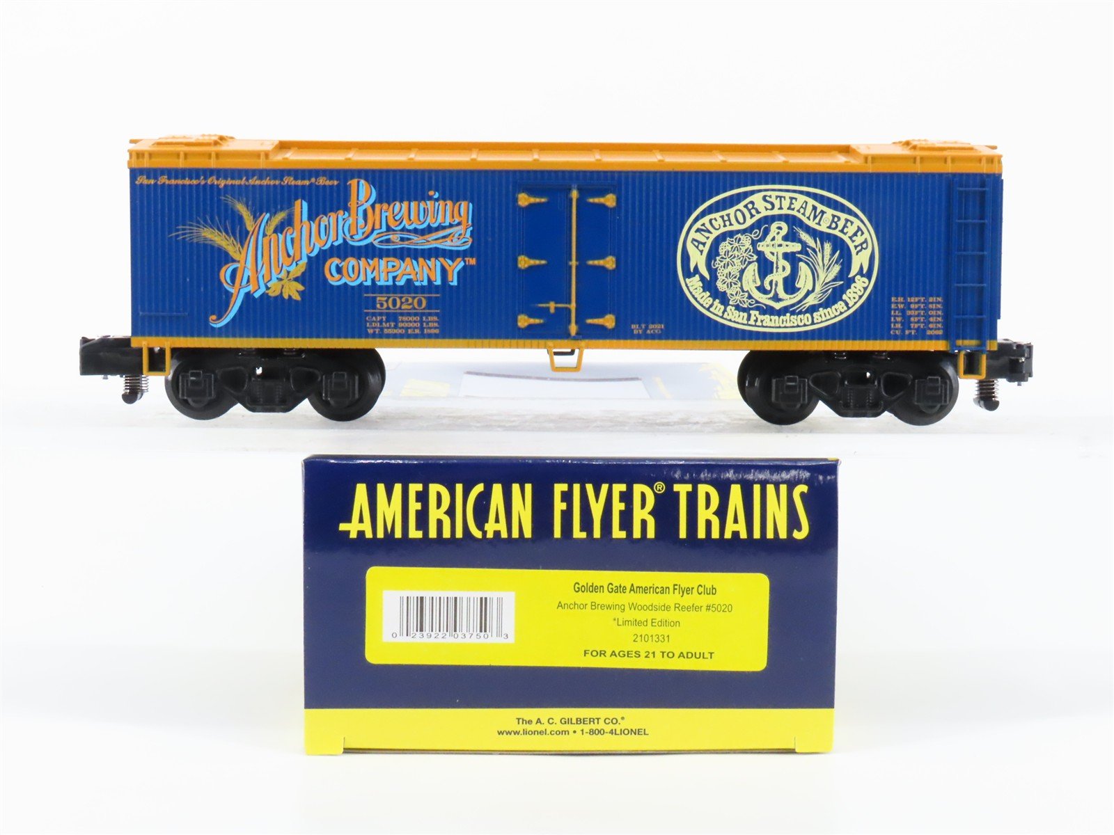 S Gauge Gilbert American Flyer 2101331 Anchor Brewing Woodside Reefer #5020