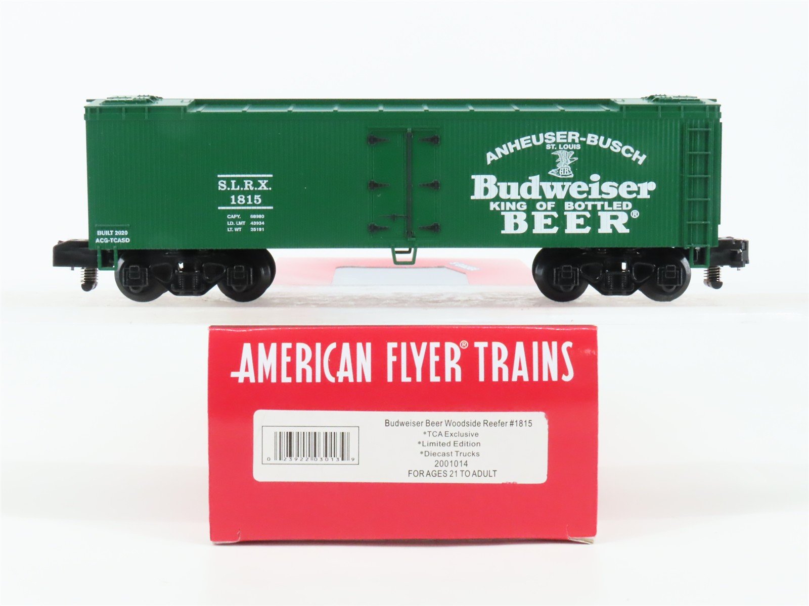 S Gauge American Flyer 2001014 SLRX Budweiser Beer Woodside Reefer #1815
