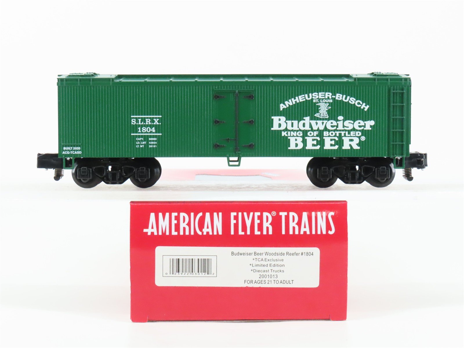 S Gauge American Flyer 2001013 SRLX Budweiser Beer Woodside Reefer #1804
