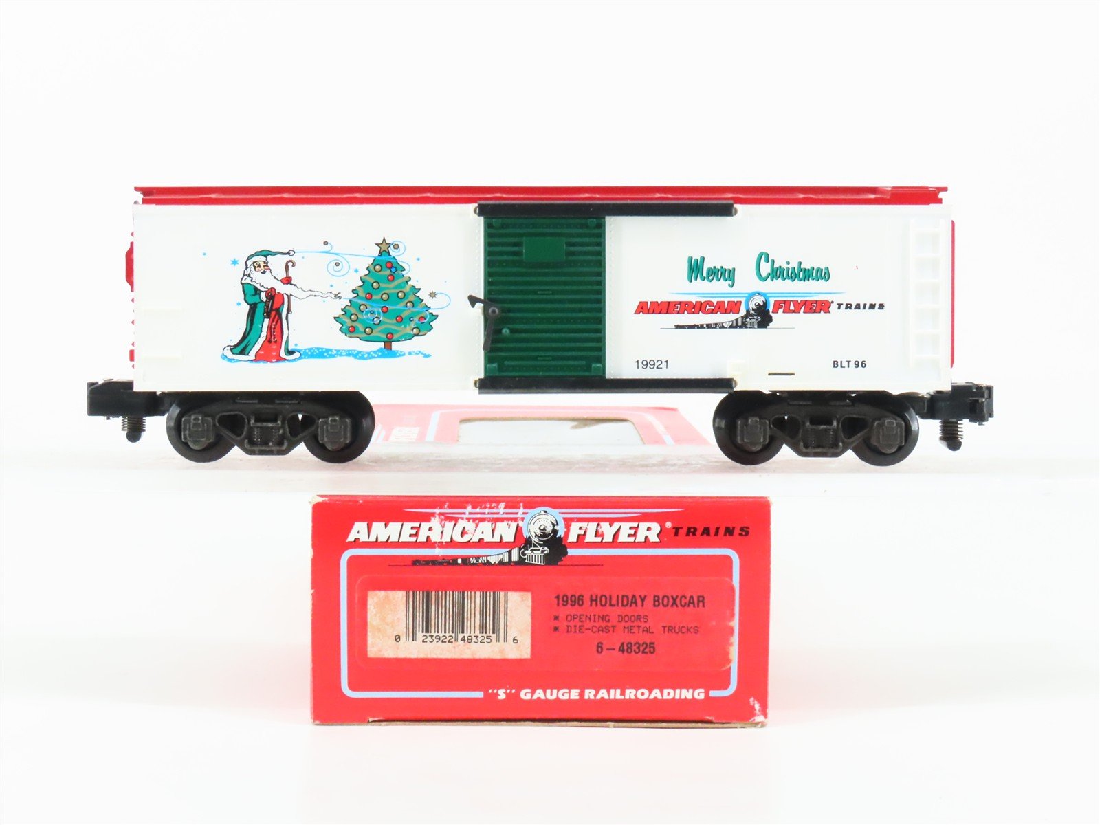 S Gauge American Flyer 6-48325 Merry Christmas 1996 Holiday Box Car #19921