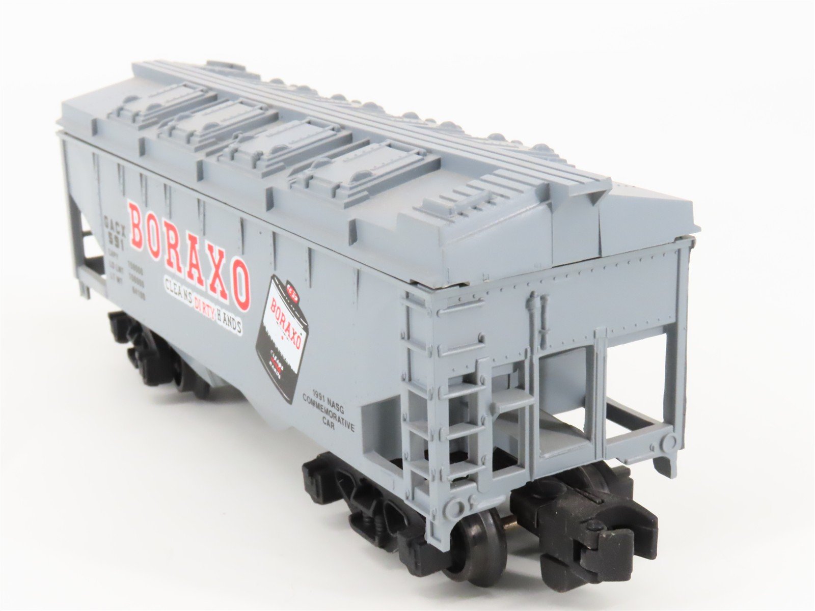 S Scale American Flyer 6-48475 GACX Boraxo 1991 NASG 2-Bay Covered Hopper #591