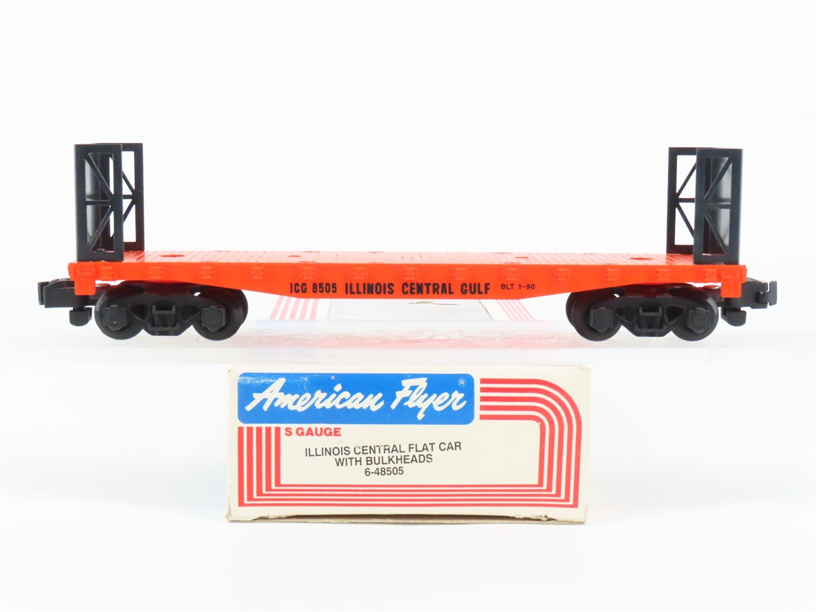 S Scale American Flyer 6-48505 IC Illinois Central Bulkhead Flatcar #8505 w/Load