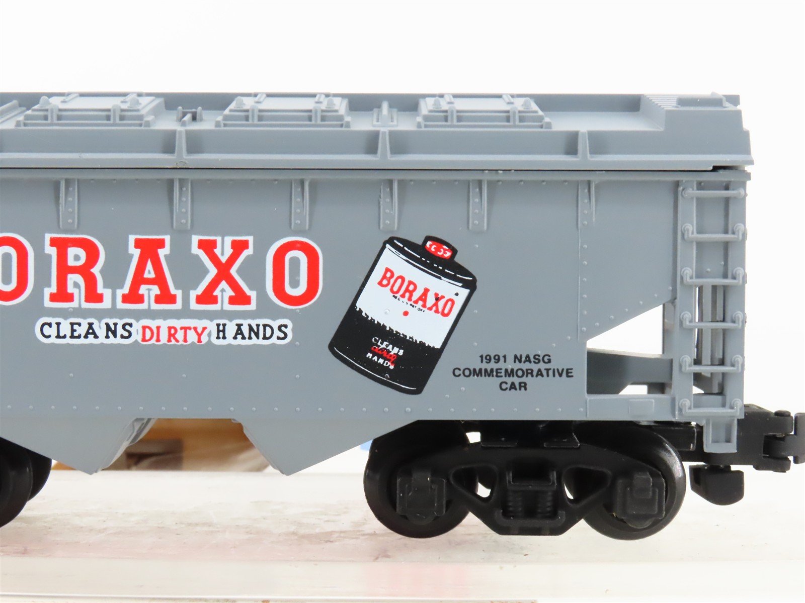 S Scale American Flyer 6-48475 GACX Boraxo 1991 NASG 2-Bay Covered Hopper #591