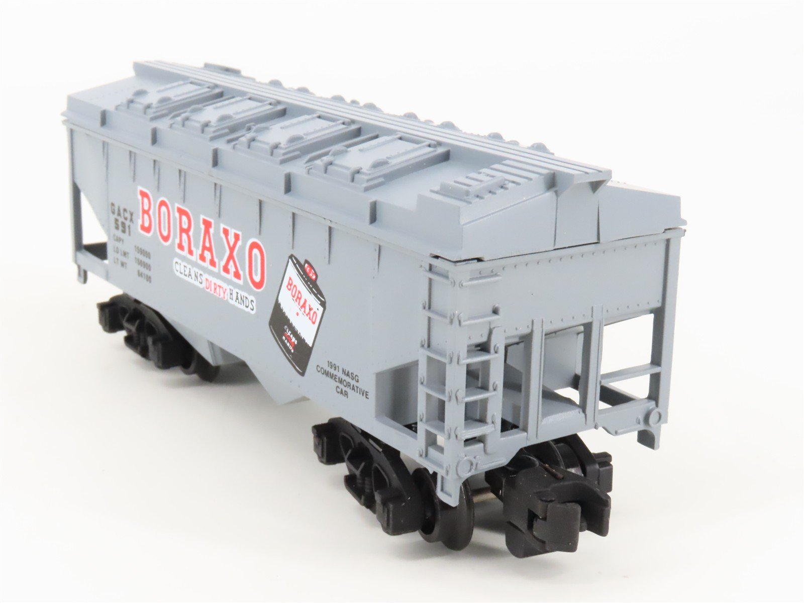 S Scale American Flyer 6-48475 GACX Boraxo 1991 NASG 2-Bay Covered Hopper #591
