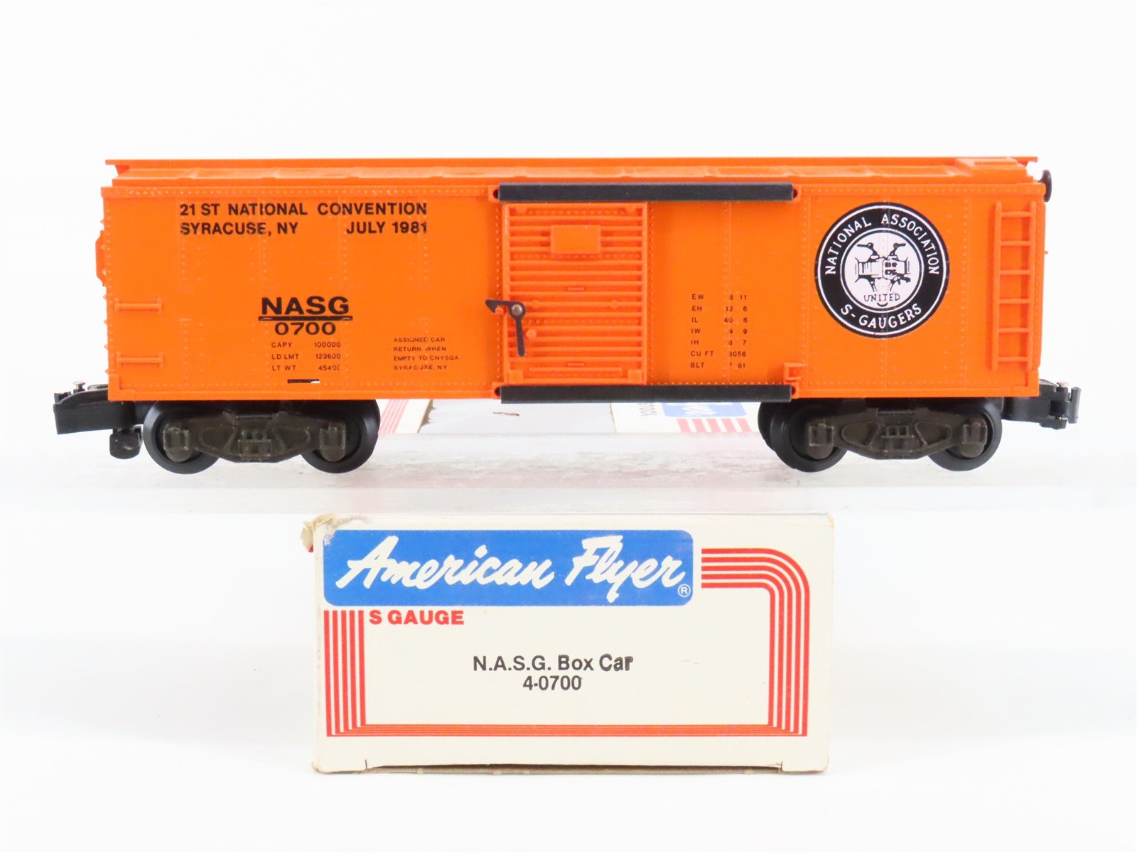 S Scale American Flyer 4-0700 NASG S-Gaugers Boxcar #0700