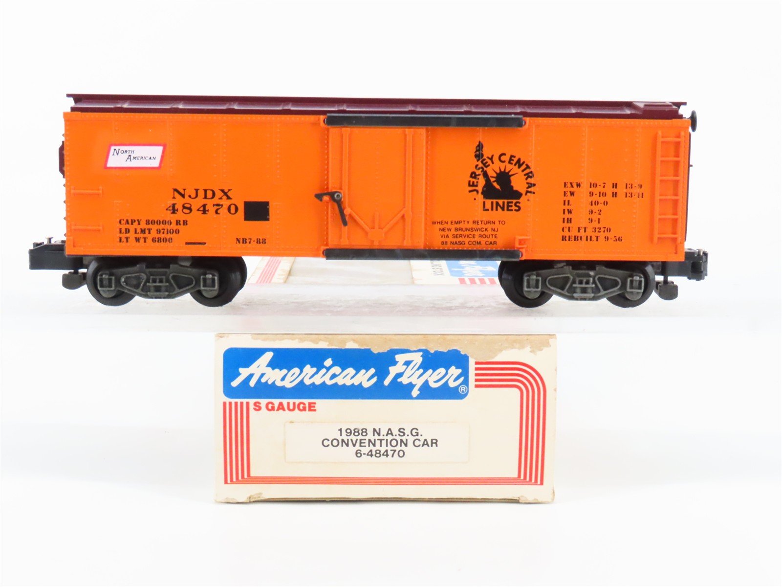 S Scale American Flyer 6-48470 NJDX Jersey Central Boxcar #48470
