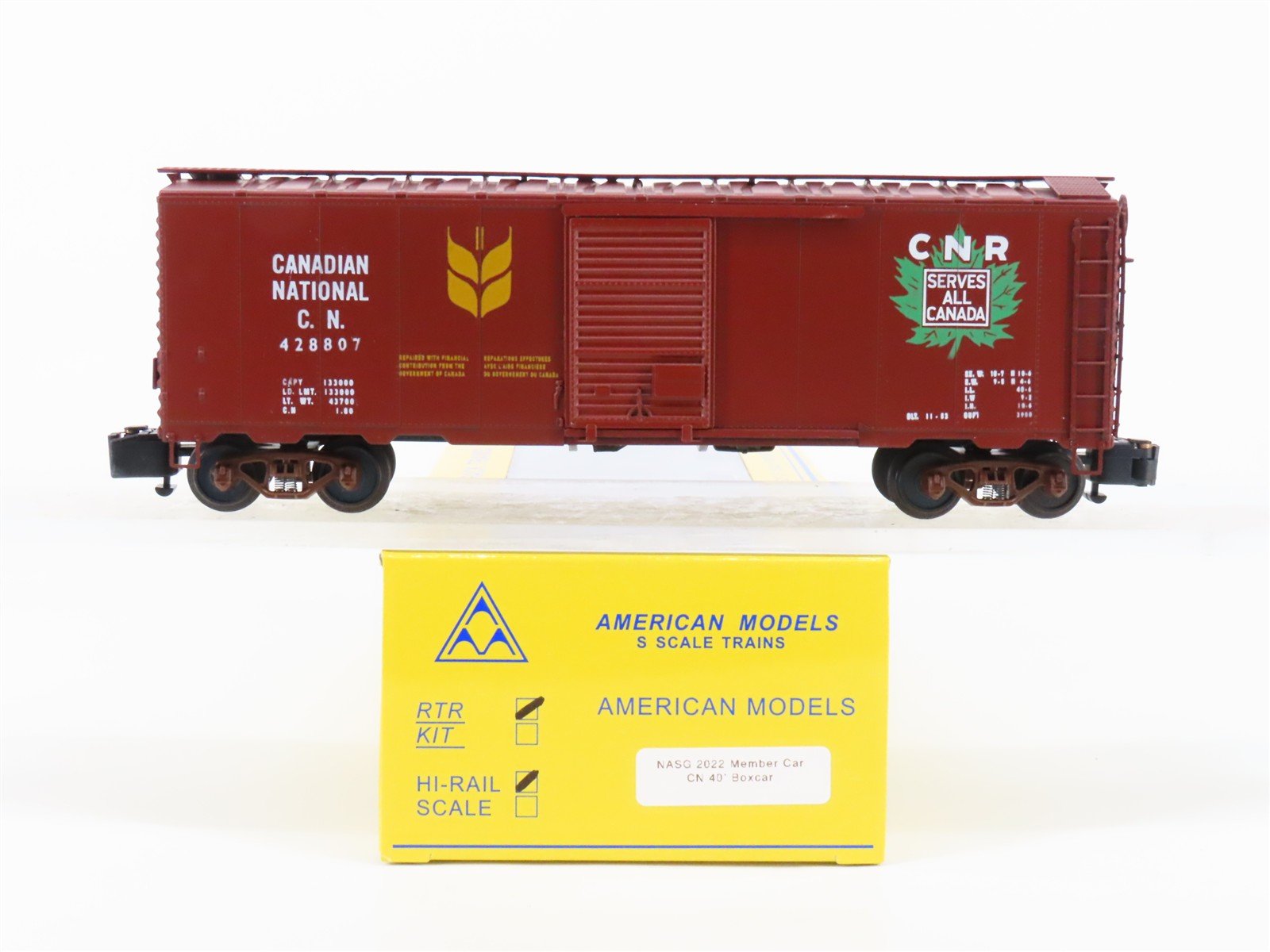 S American Models NASG 2022 Member CN Canadian National 40' Boxcar #428807