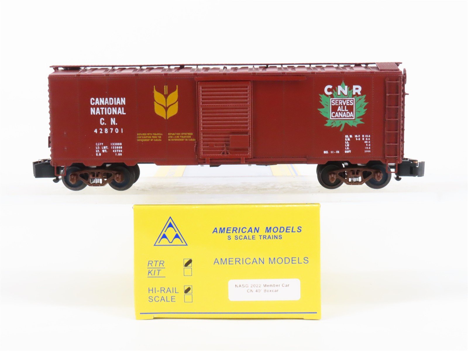 S American Models NASG 2022 Member CN Canadian National 40' Boxcar #428701