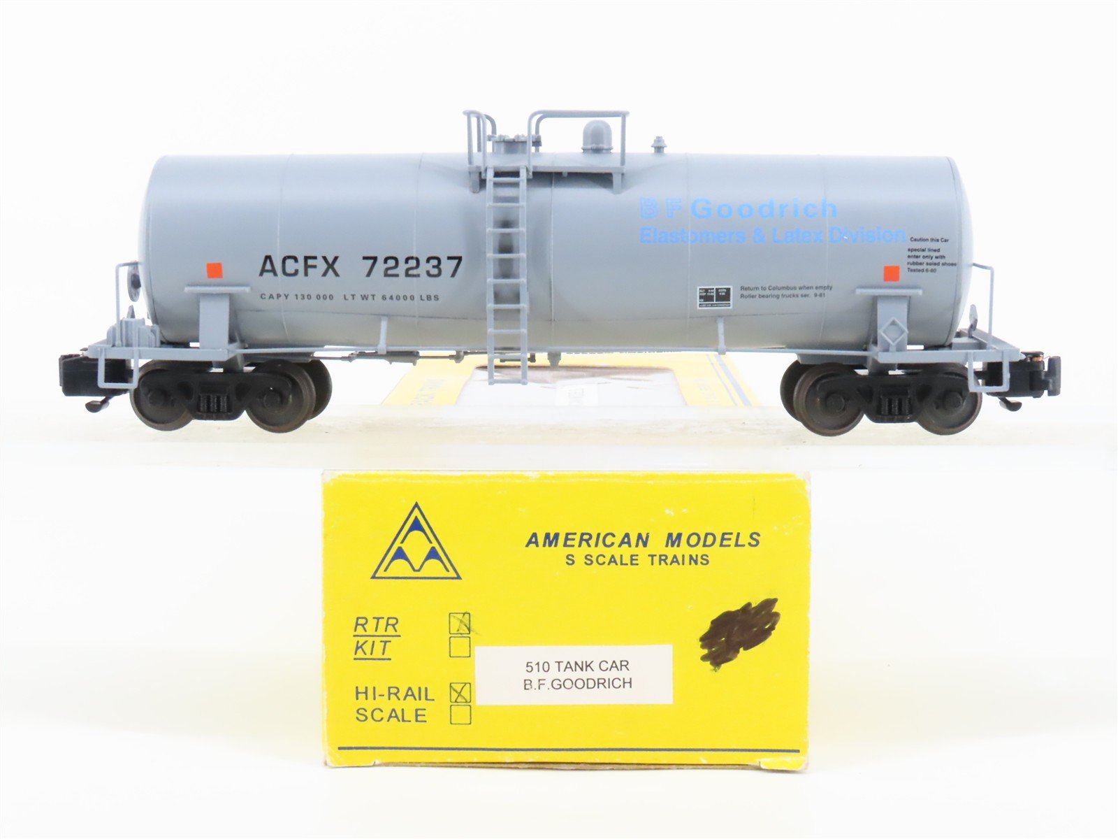 S Scale American Models 510 ACFX BF Goodrich Single Dome Tankcar #72237