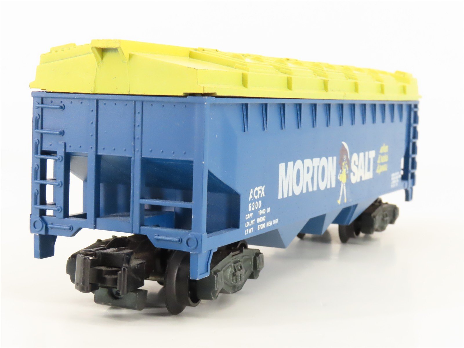 S Scale American Flyer ACFX Morton Salt 3-Bay Covered Hopper #6200
