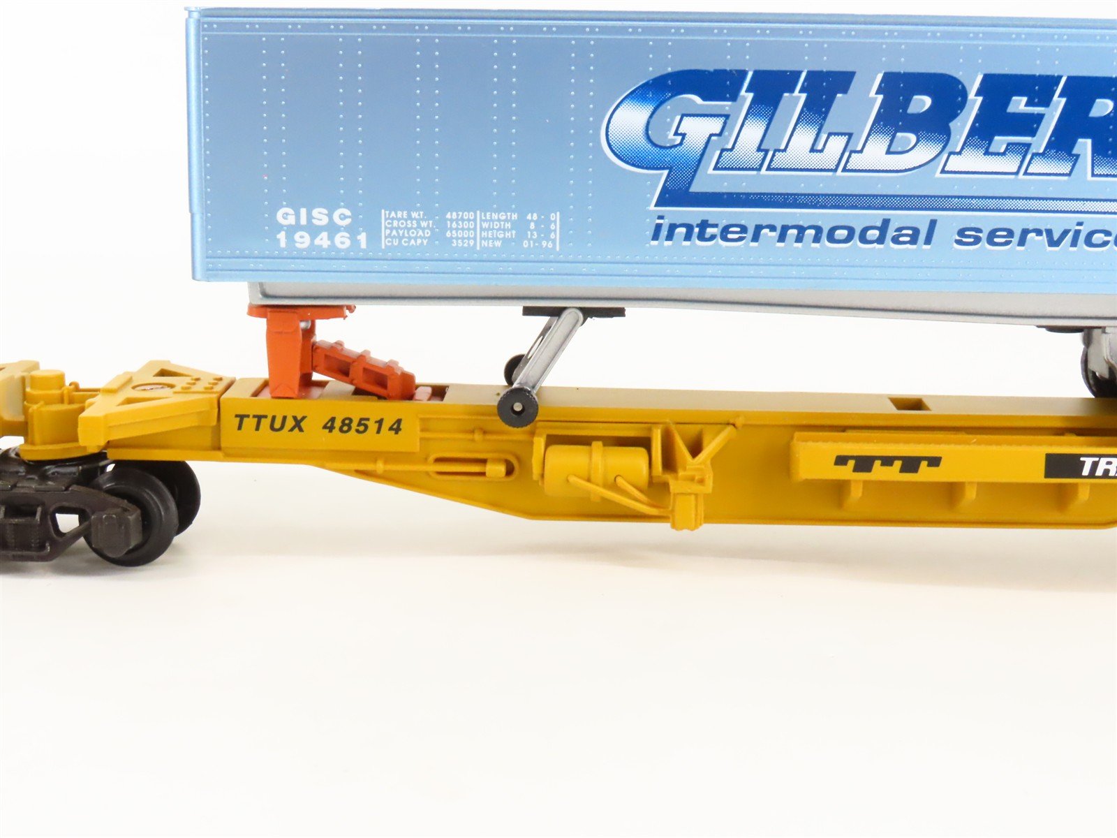 S Scale American Flyer 6-48514 TTUX Trailer Train Spine Car Set w/Trailers