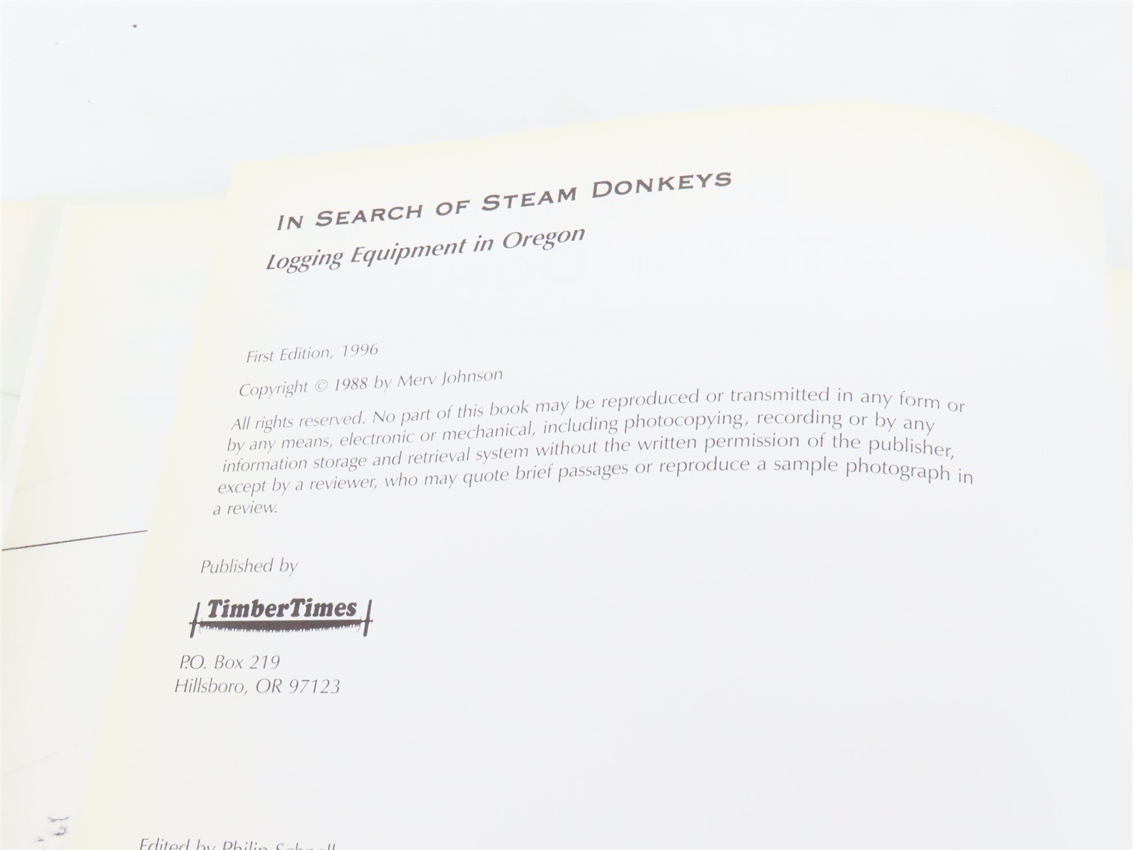 In Search of Steam Donkeys by Merv Johnson ©1996 SC Book