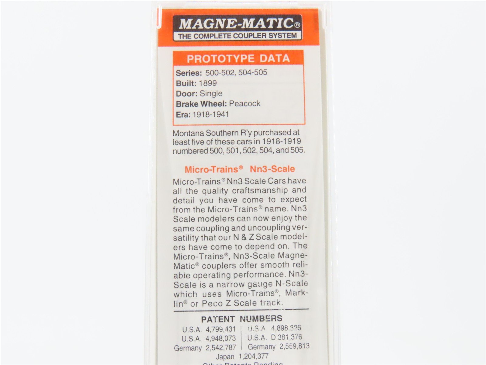 Nn3 Scale Micro-Trains MTL 15110 MSR'Y Montana Southern Single Door Box Car #501